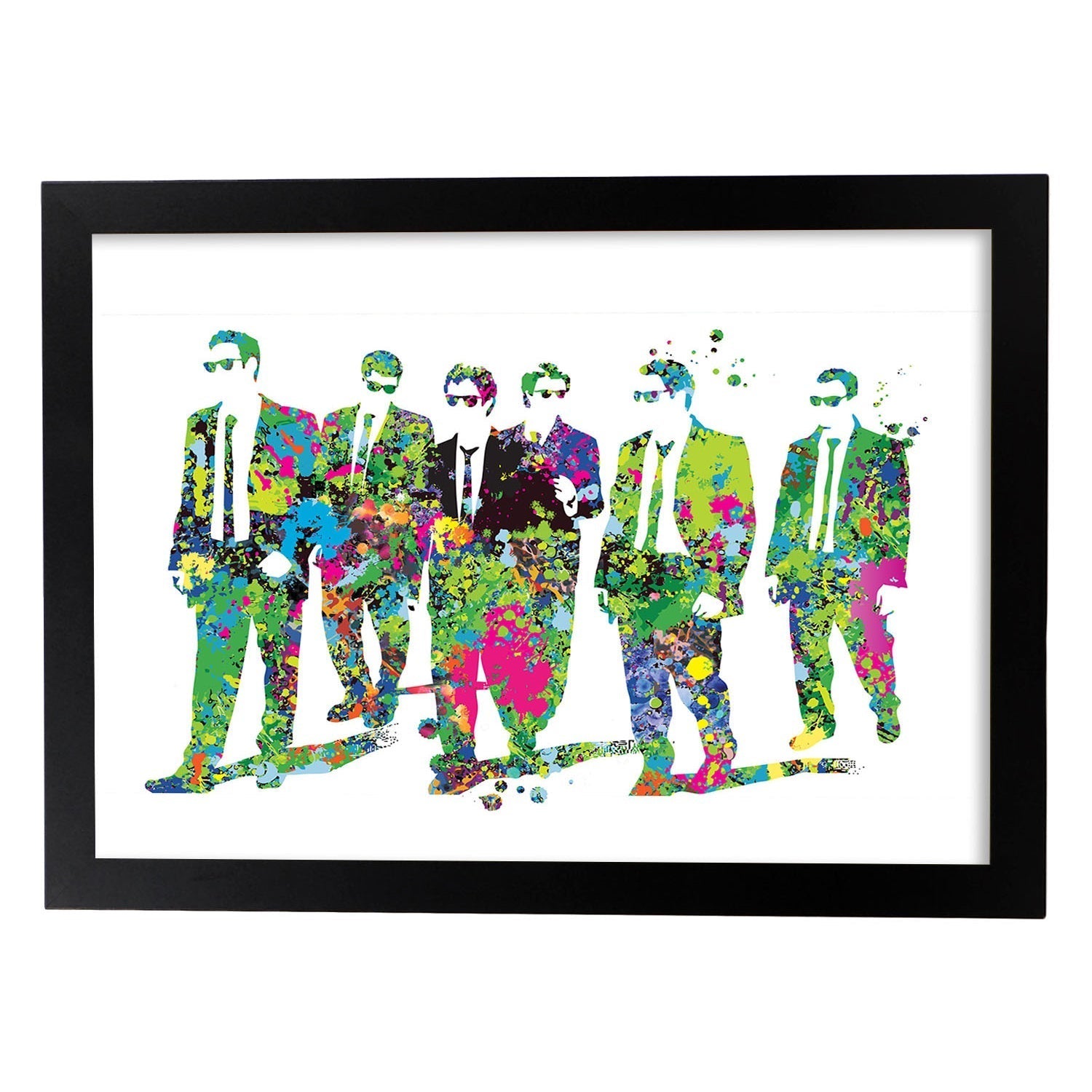 Poster de reservoir dogs estilo acuarela. láminas de cine, peliculas, y actores. posters de peliculas antiguas con estilo acuarela. marco negro - a3