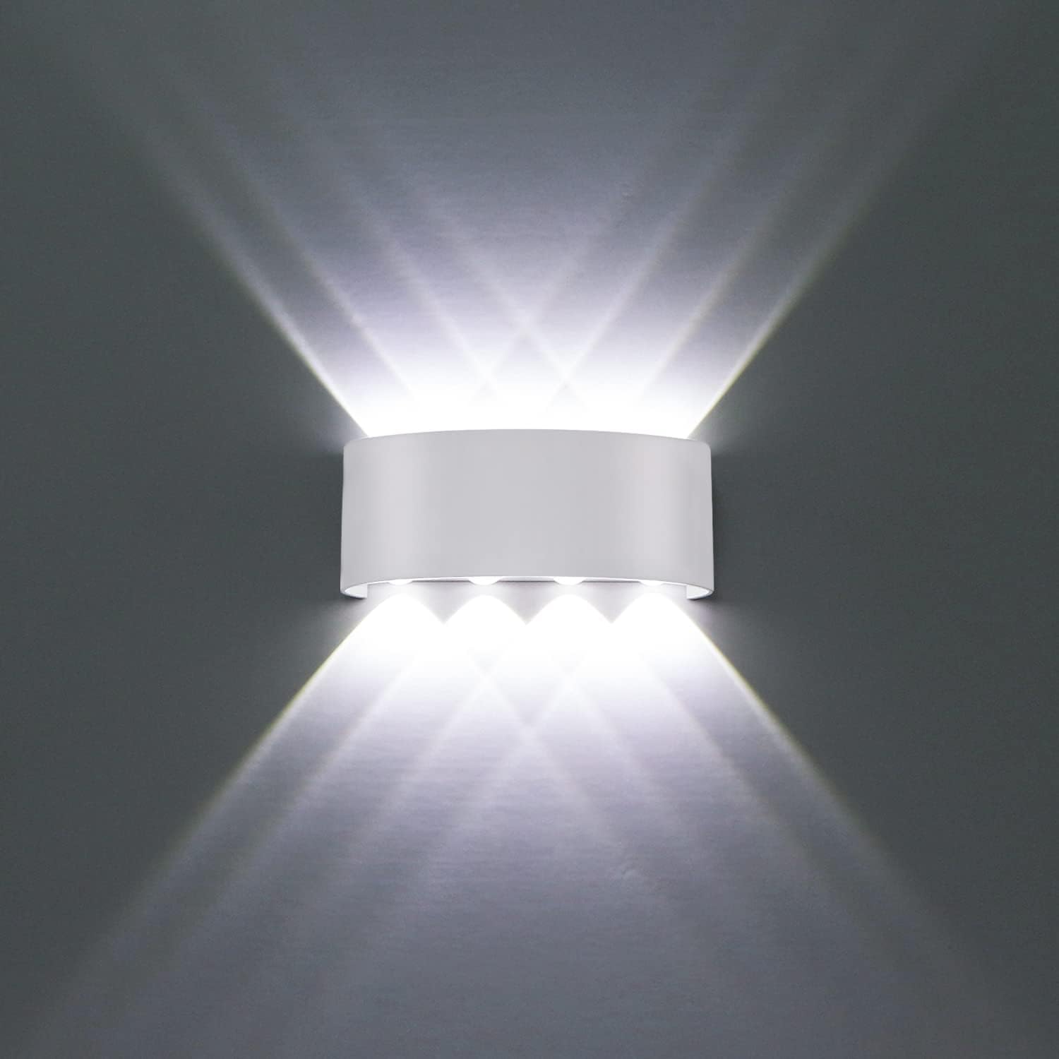 Wodoodporna biała aluminiowa lampa ścienna LED, nowoczesny styl, 8 W, oświetlenie pośrednie (góra/dół), chłodna biel 6000 K, idealna do salonu, sypia