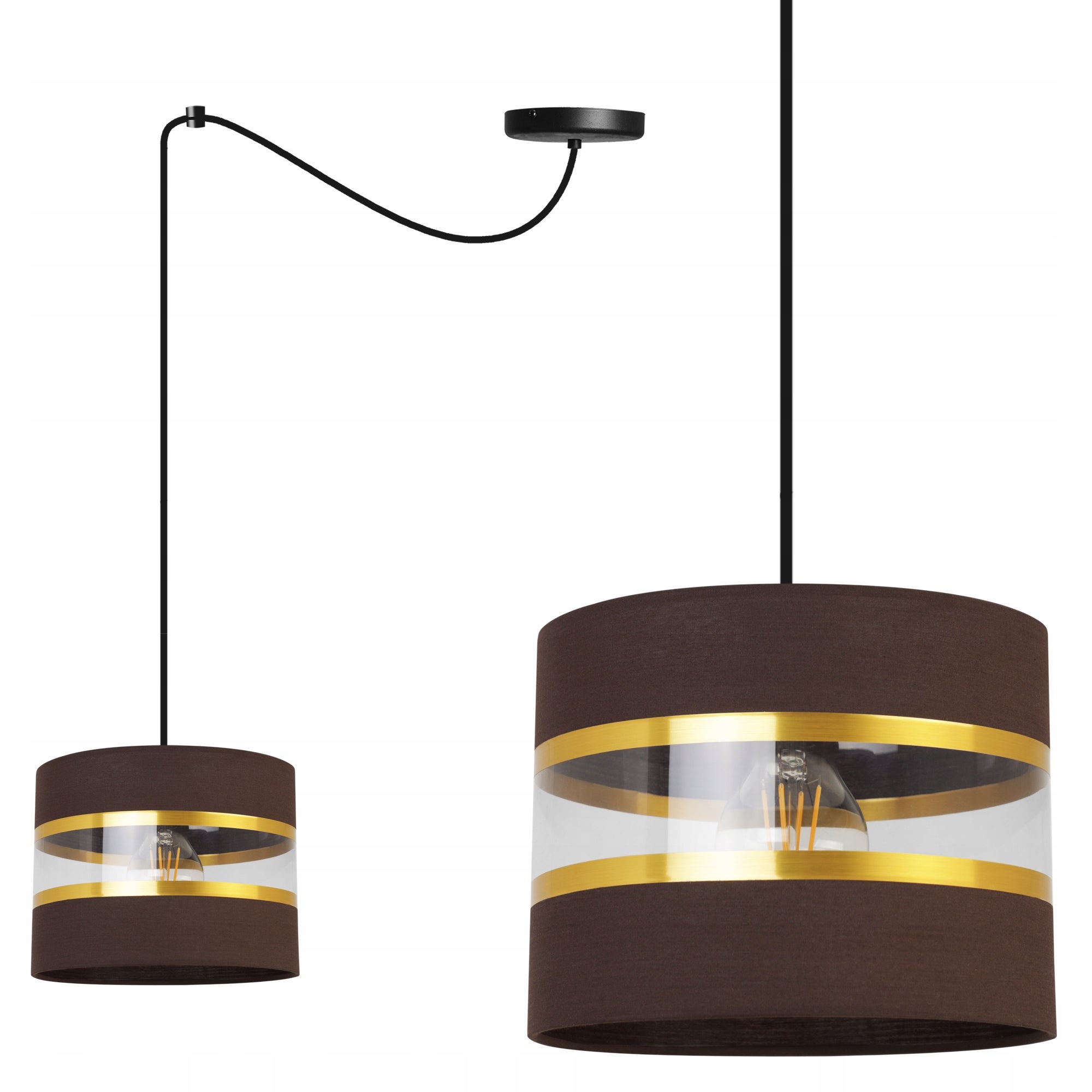Lampa sufitowa wisząca Spider Elegance Gold modern 1xE27 abażur walec czarno/brązowy Light Home LH