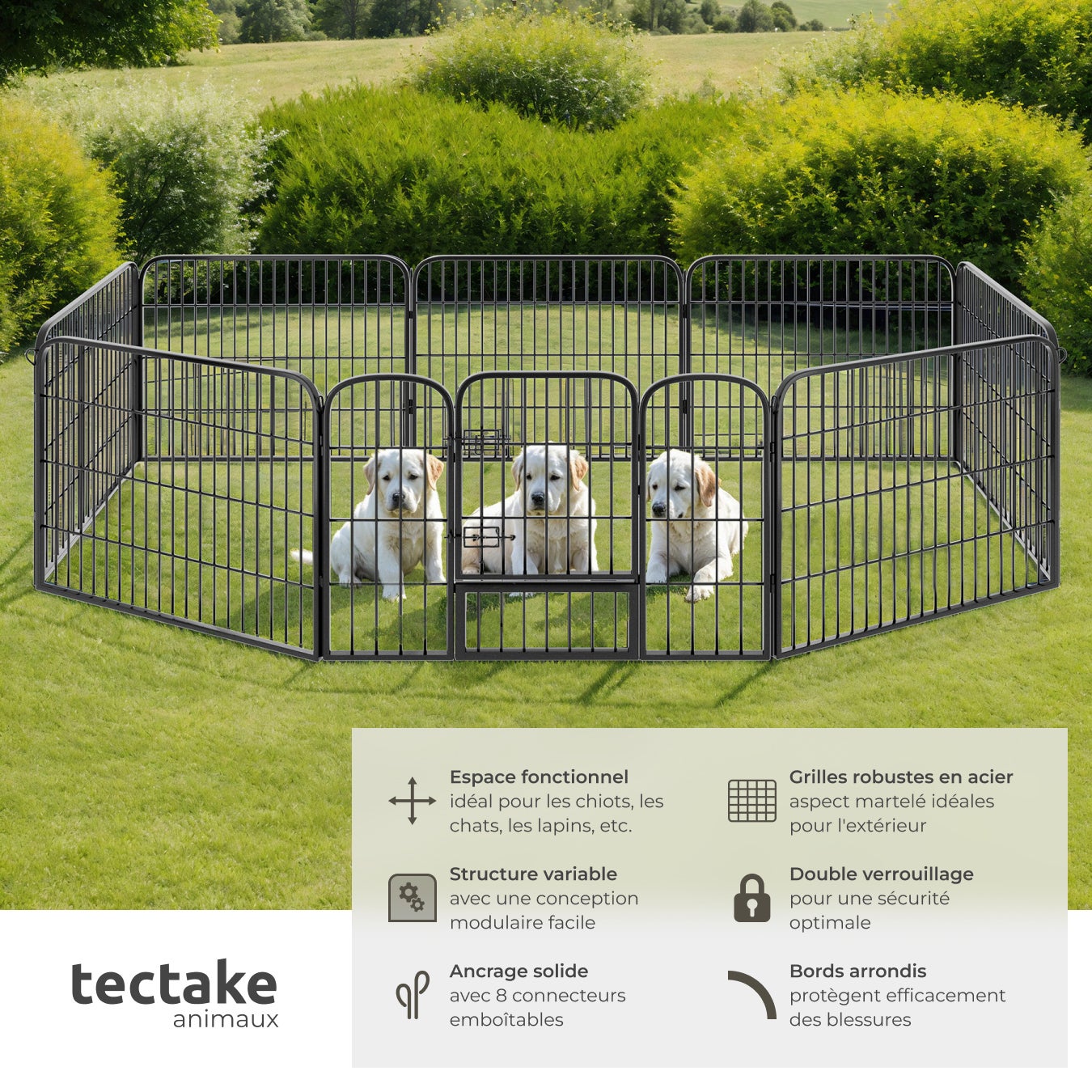 TECTAKE Parque para cachorros 8 peças, dobrável - 2