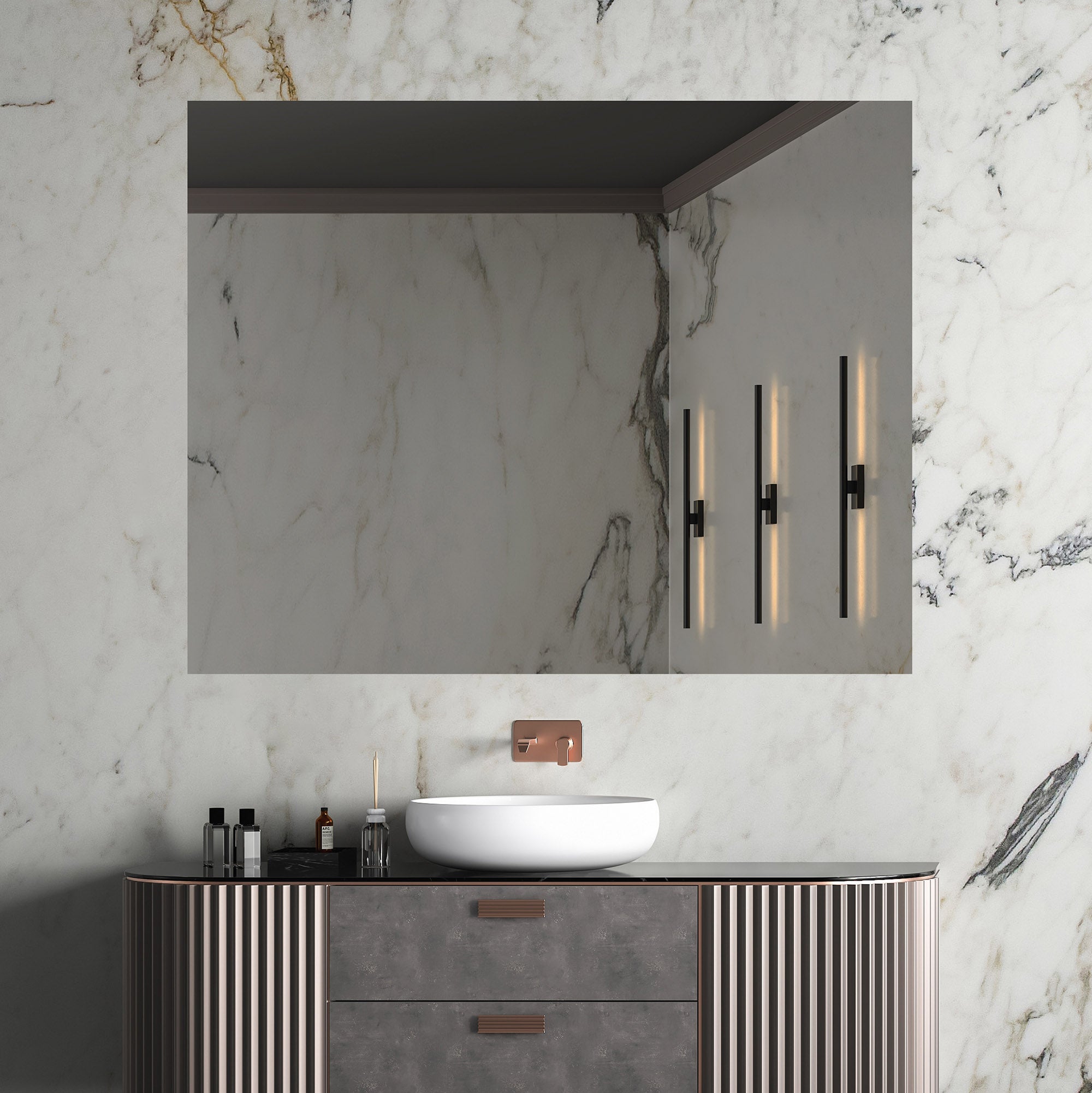 Miroir mural rectangulaire à suspendre 140x90cm – Miroir décoratif pour salon, salle de bain, entrée (L197) - 5