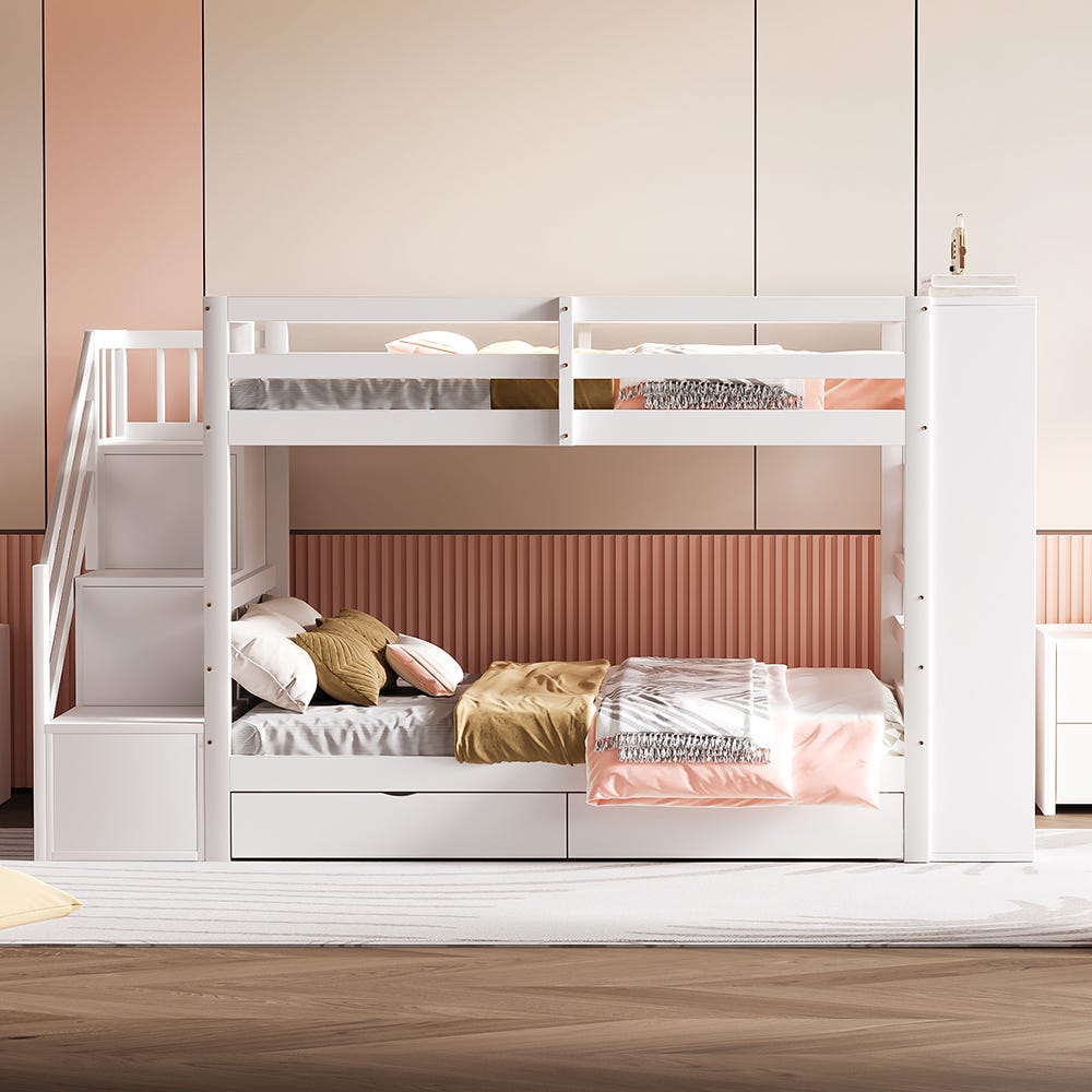 Lit Cabane Enfant 90x200 Avec Rangement - Bois Massif, Grille Sécurité Complète, Porte Coulissante - Sans Matelas, Gris