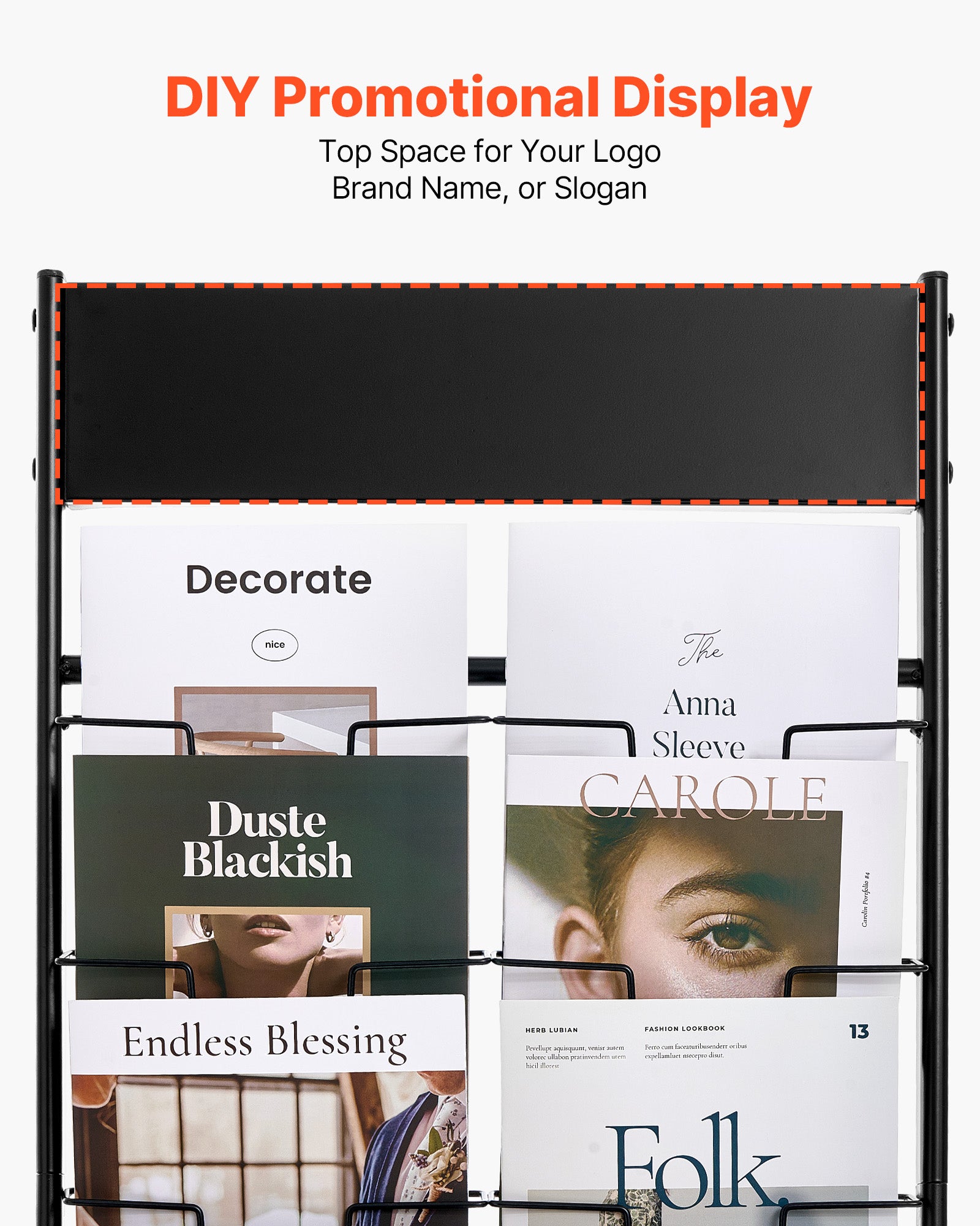 Présentoir à Brochures VEVOR 10 Niveaux, Porte-Brochures sur Pied en Métal avec 20 Pochettes, pour Magazines, Journaux, Bureau & Exposition, Noir - 5