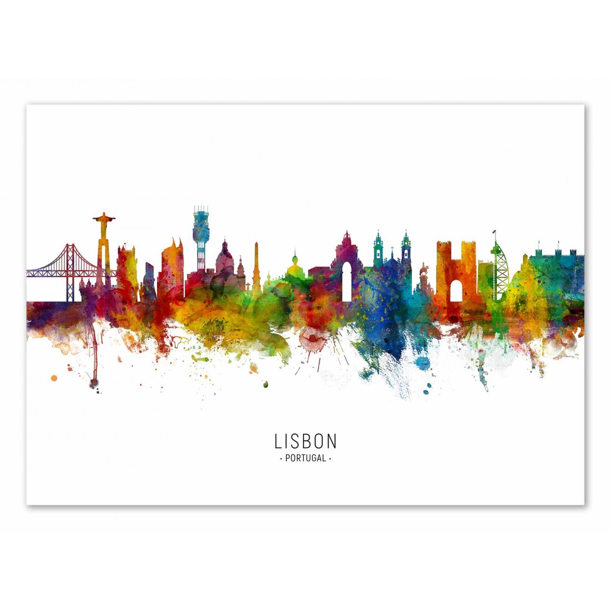 Art-poster - lisbon portugal skyline (colored version) - michael tompsett - 30 x 40 cm