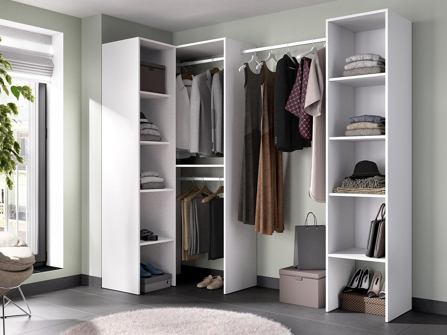 Dressing Angle Dressing d'angle - L225 cm - Blanc - FERDINAND | Leroy Merlin