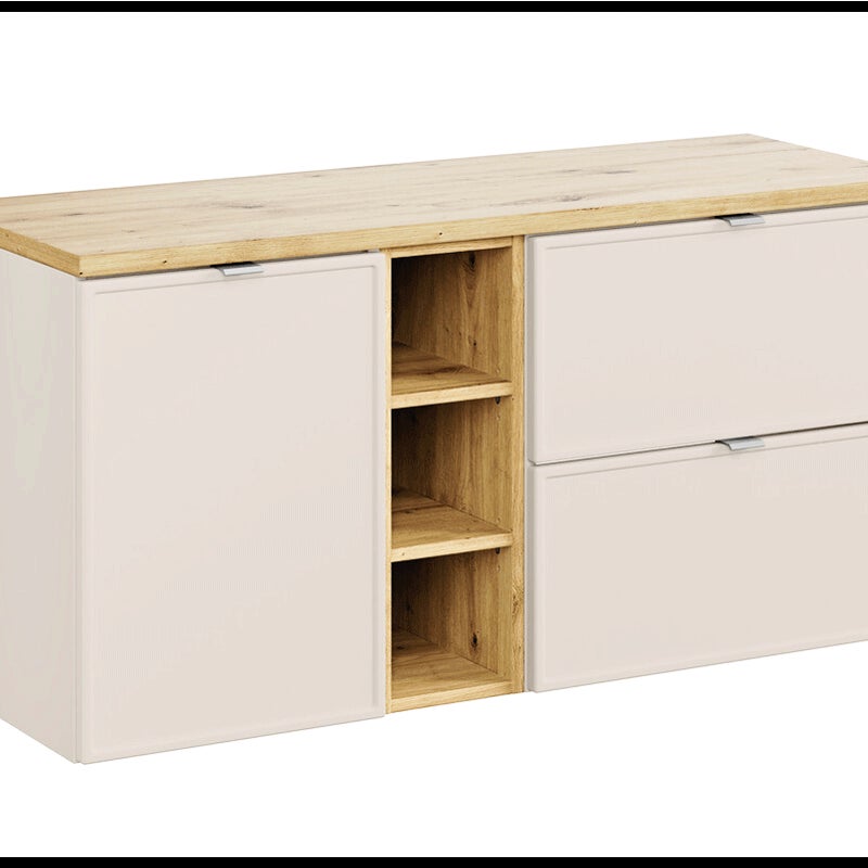 Szafka pod umywalkę nablatową BELLA CASHMERE 60cm kaszmir/dąb artisan - zestaw z blatem 120cm