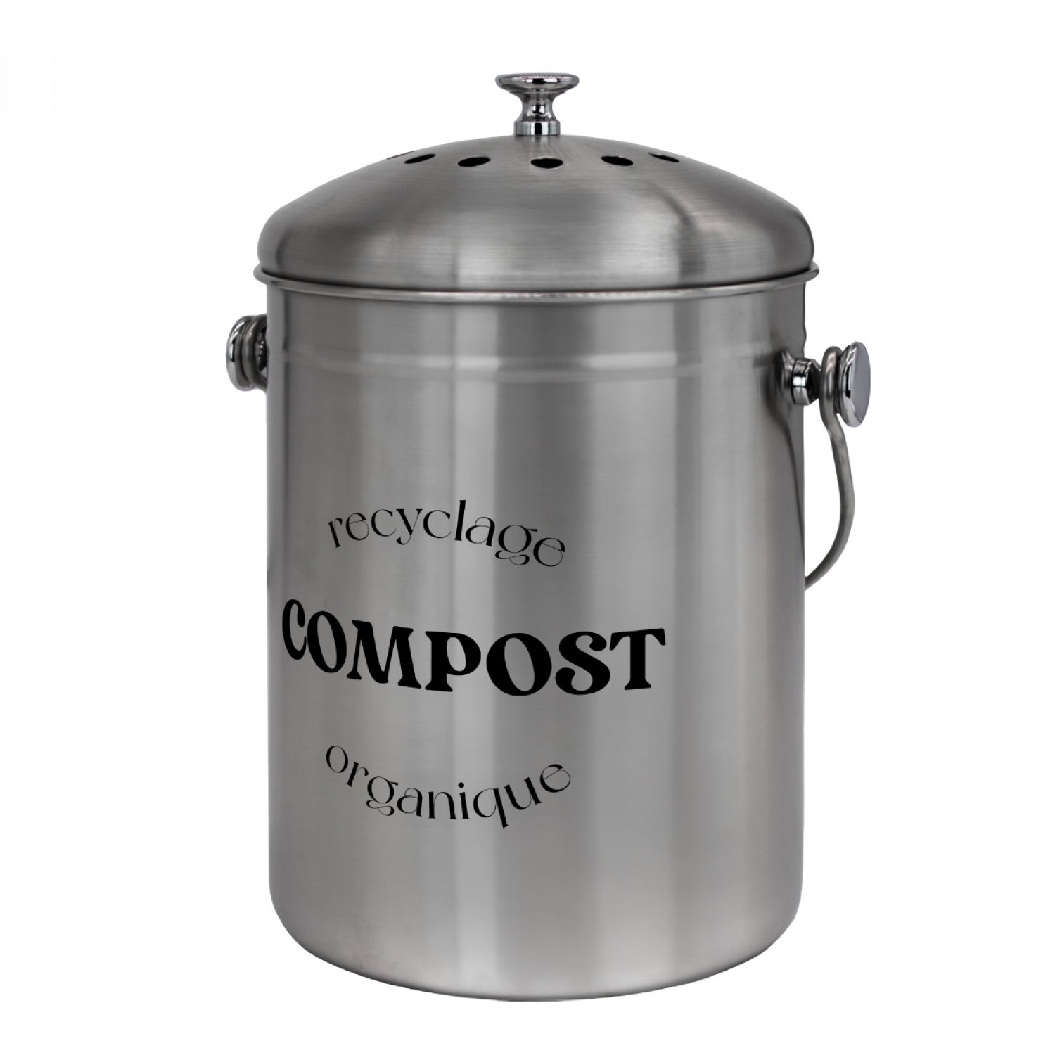 Composteur, bac, poubelle à compost de cuisine 5L rond en Inox