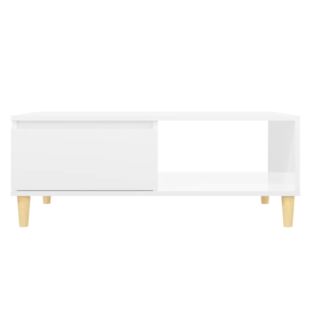 Table basse blanc brillant 90x60x35 cm bois d ingénierie - 7