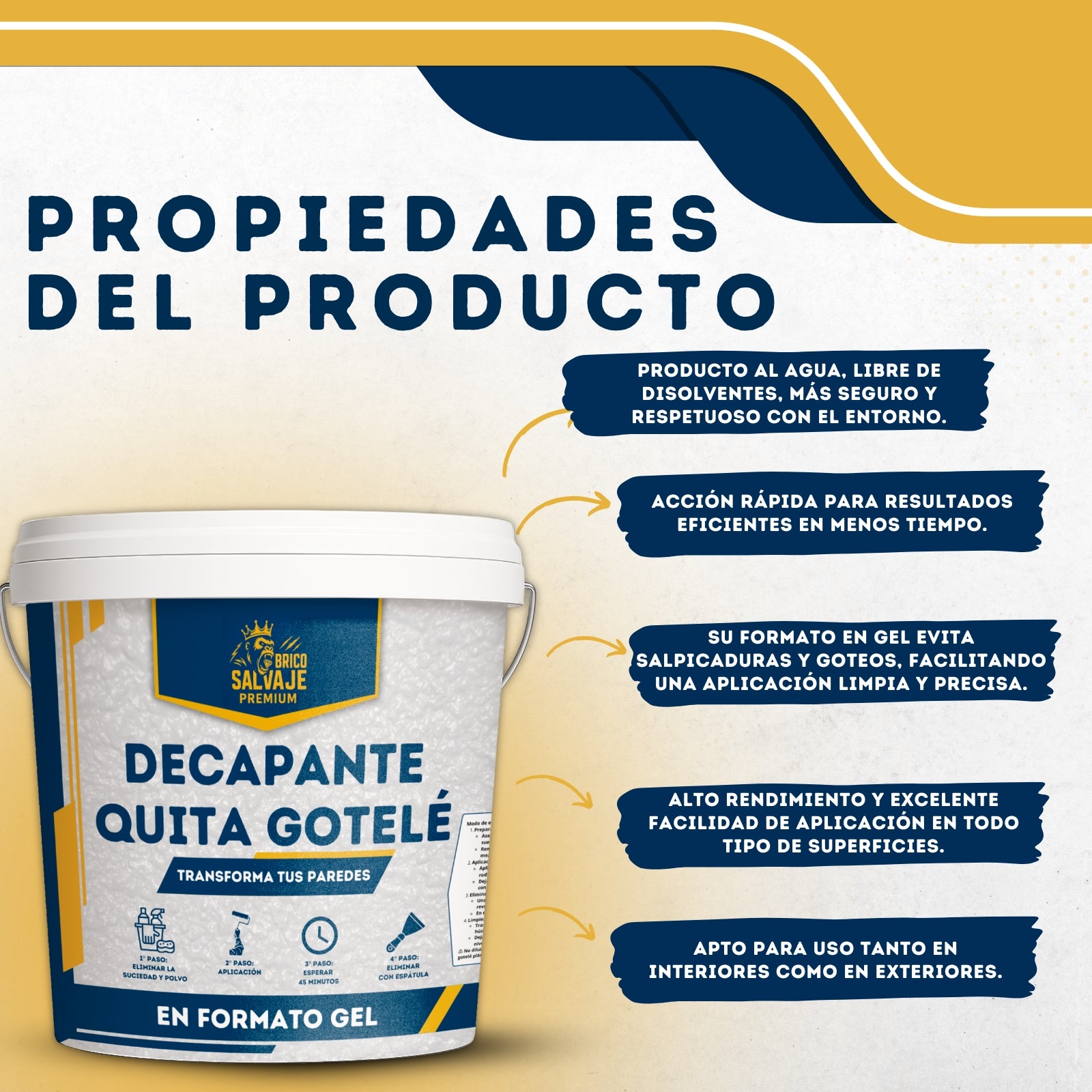 Decapante Gel Tira Gotelê – Remove tinta plástica com facilidade – Frasco 750 ml - 3