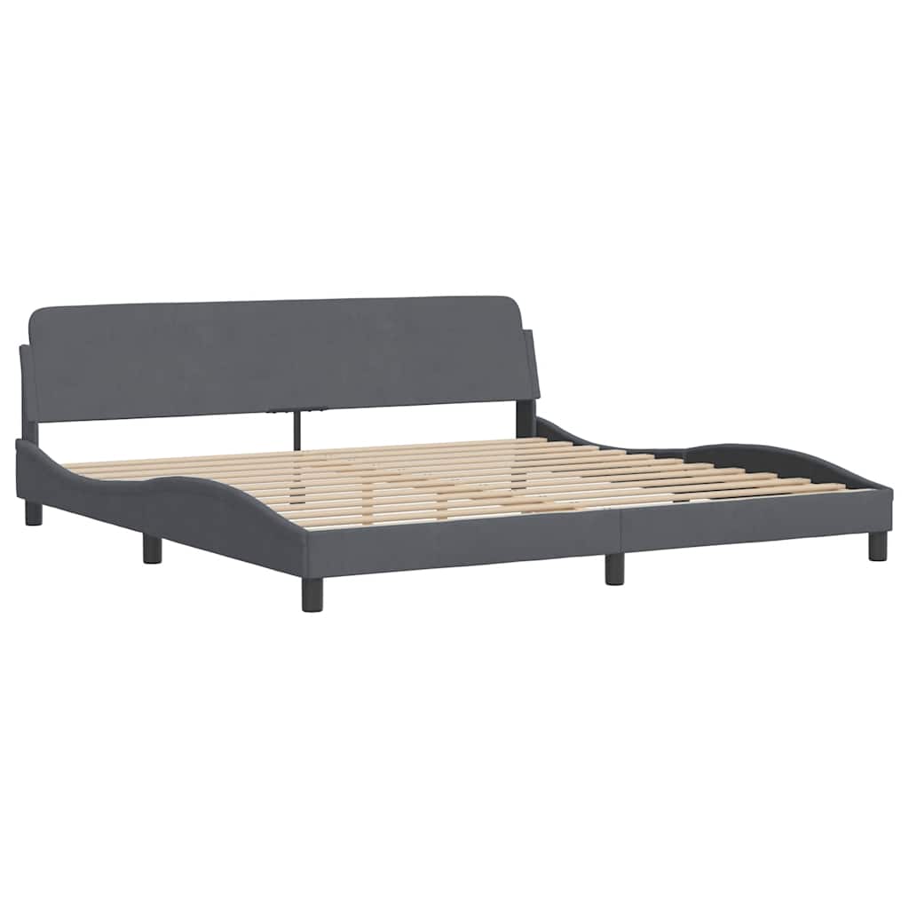 Cadre de lit sans matelas velours gris foncé 200x200 cm - 5