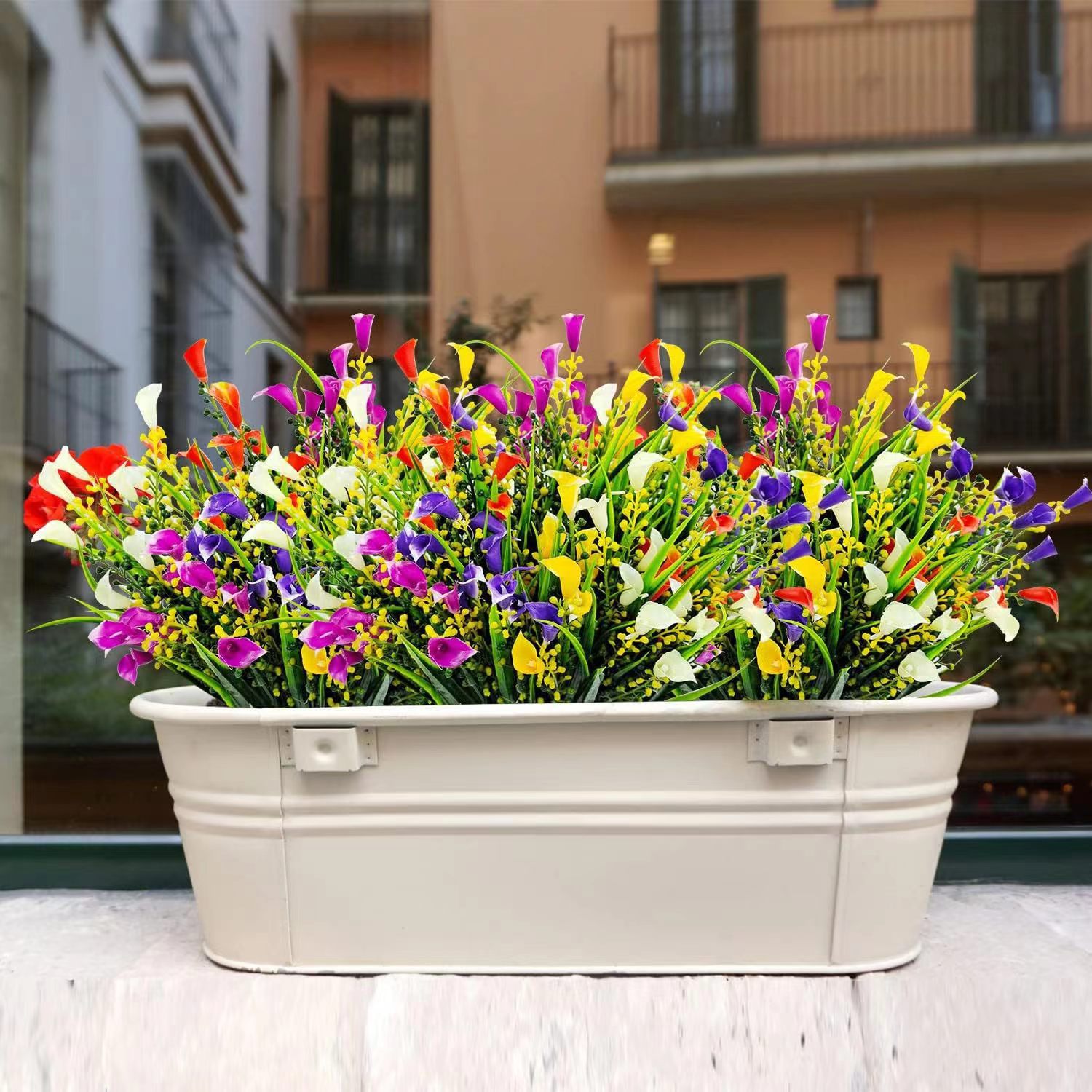 Lot de 20 plantes artificielles décoratives d'extérieur, bouquet de simulation de lys calla en plastique - 9