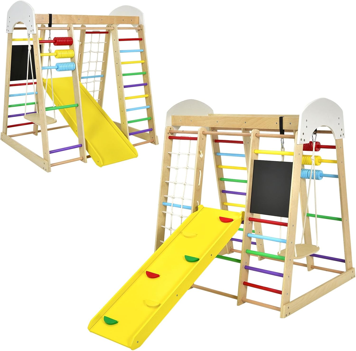 LIFEZEAL 8 en 1 Set Jeux Escalade avec Balançoire et Toboggan, Jeu à Grimper avec Échelle, Filet à Grimper,Tableau Noir, pour 3+ Ans,Coloré | Leroy Merlin