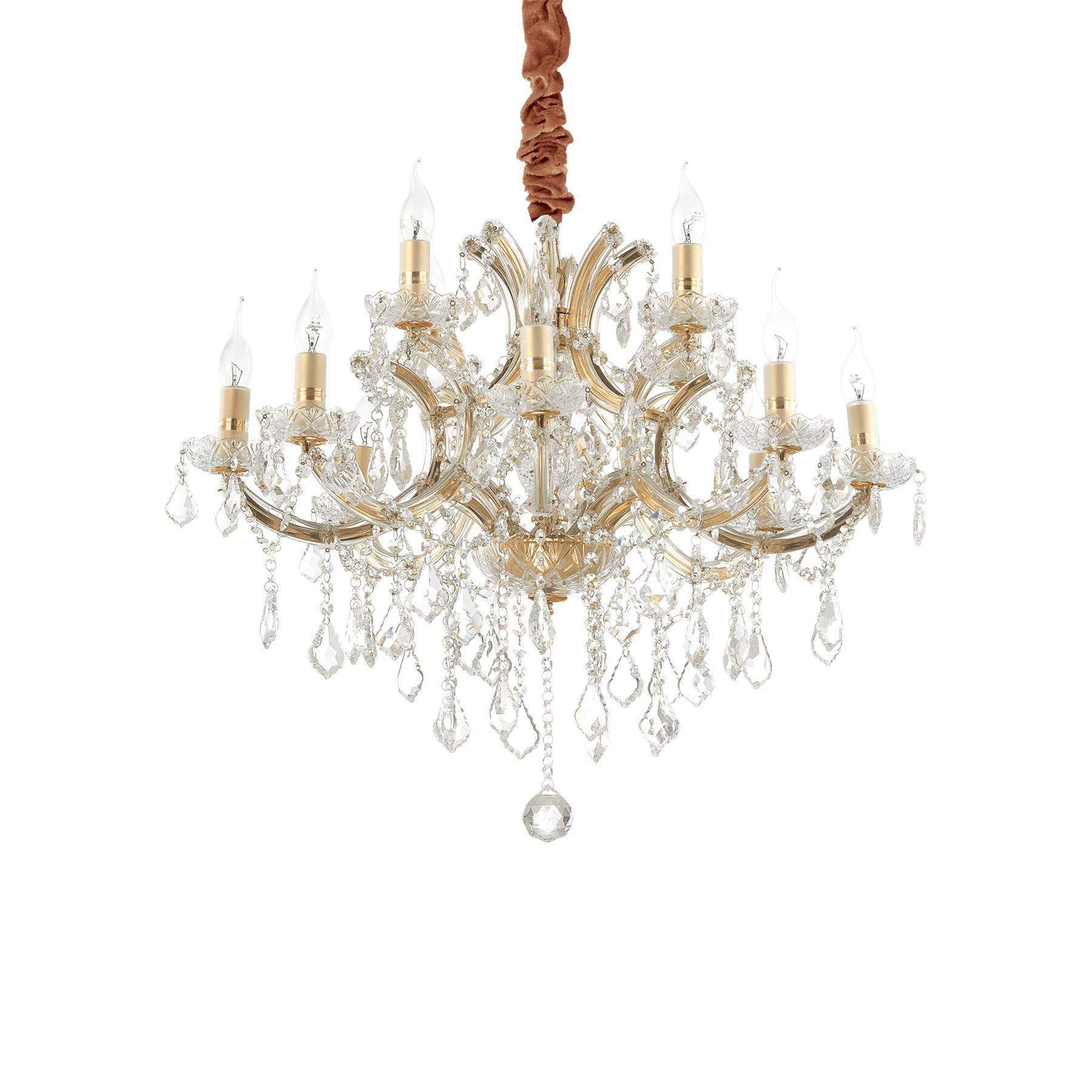 Dmora  Chandelier Sans Abats Jours Napoleon Verre Or 12 Ampoules 98Cm Dorado , Leroy Merlin