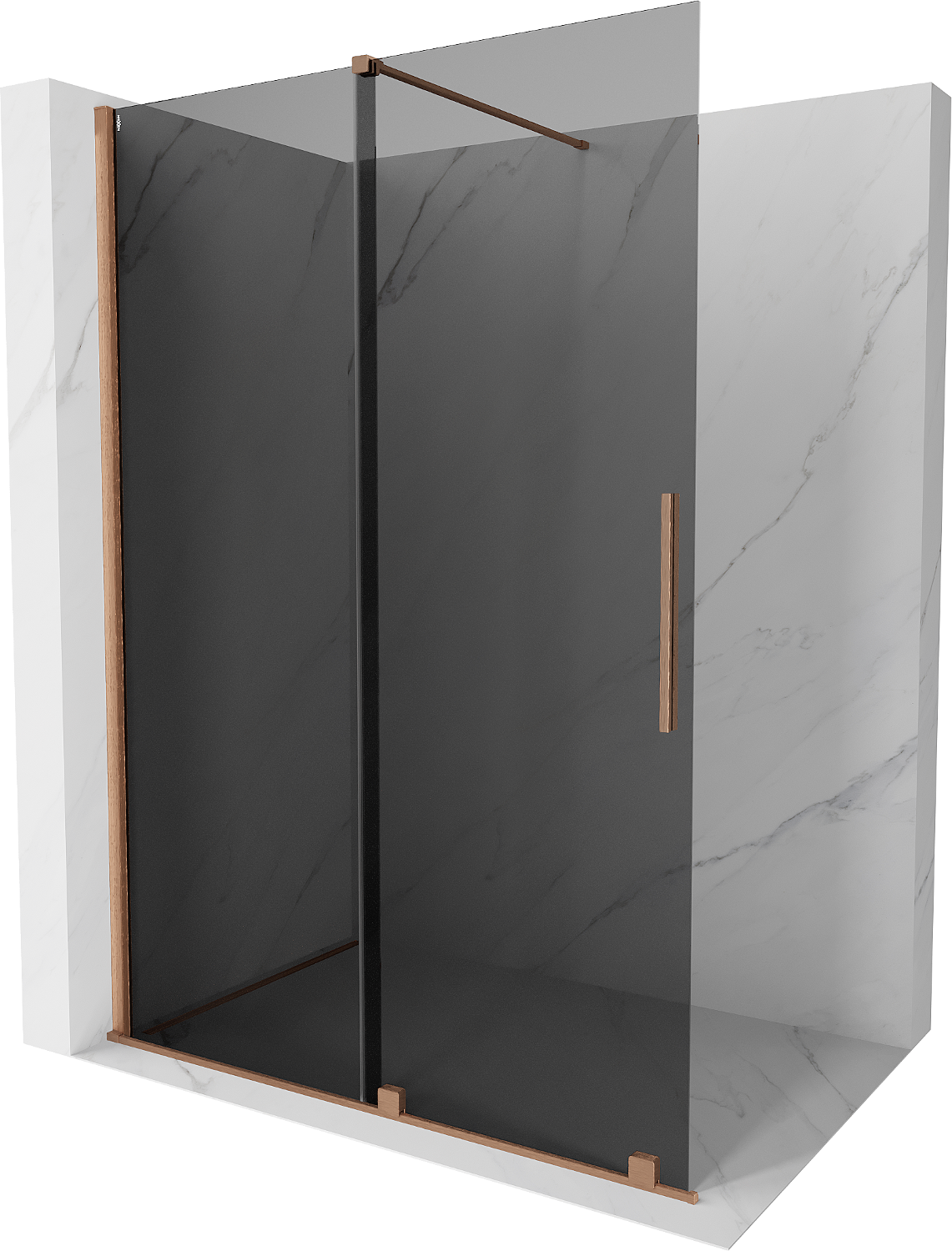 Mexen Velar ścianka prysznicowa rozsuwana Walk-in 160 x 200 cm, grafit 8 mm, miedź szczotkowana - 871-160-000-43-65