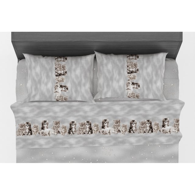 FEUILLES COMPLÈTES Amici GATTI Gris en Coton Pur Made in Italy 1 PLACE