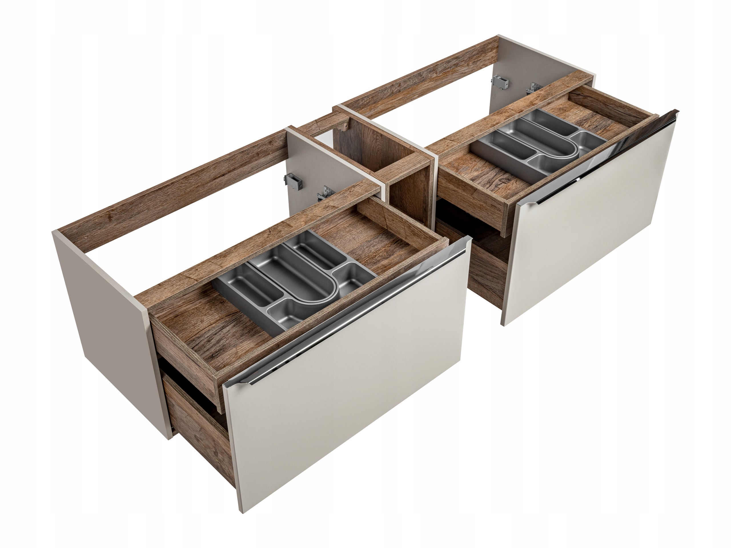 Szafka łazienkowa SANTA FE 180 cm taupe z regałem pod umywalki - 5