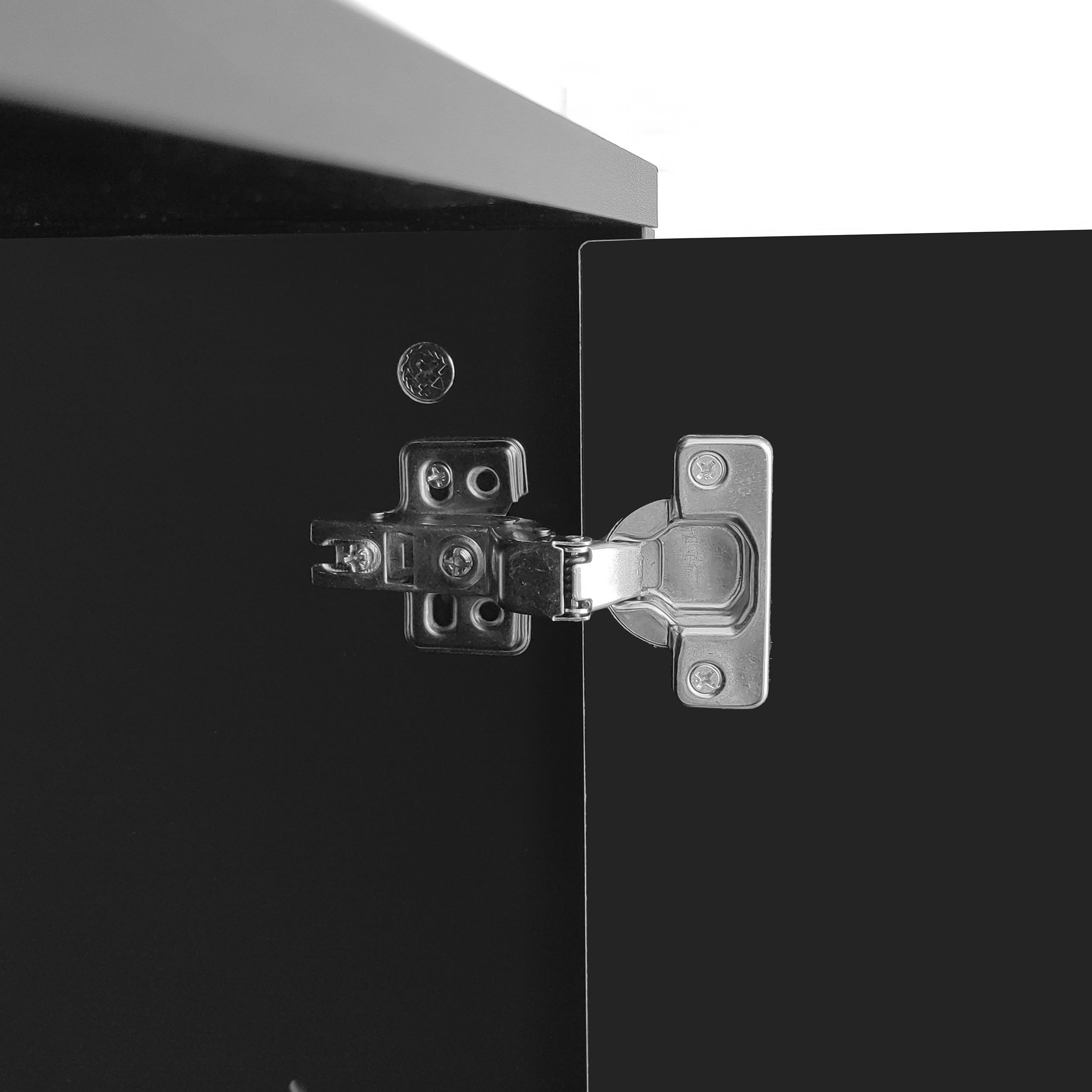 Buffet 3 portes avec poignées en métal, MDF+aggloméré, 138x40x80,5 cm, noir - 7