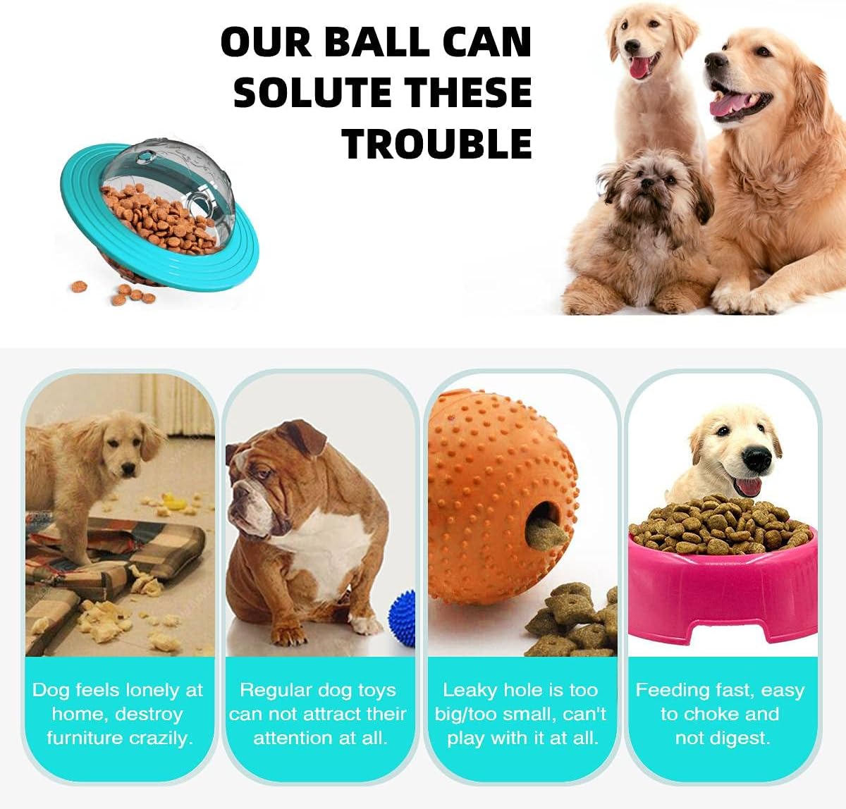 Juguetes interactivos para perros, pelota de snack para perros