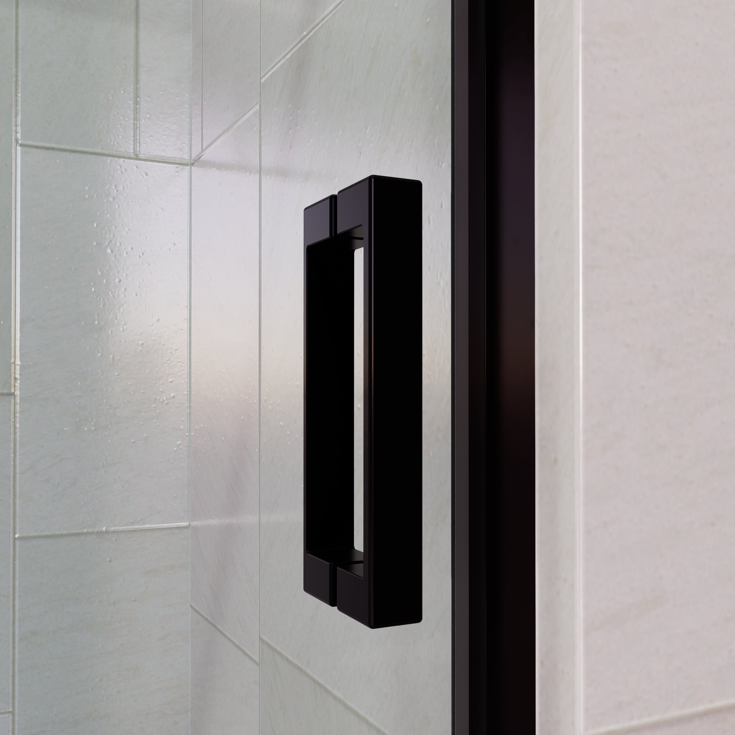 Mampara de ducha frontal corredera 130 cm 1 puerta + 1 fijo Negro mate Cristal transparente 6 mm 195 cm altura - 6