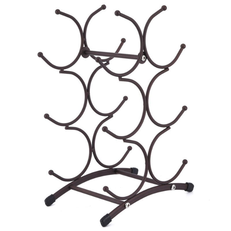 Stojak na wino w stylu amerykańskim - kolor miedziany, mieści 6 butelek, wzmocniony żelazem, mocny i trwały, 23*16*35,5 cm