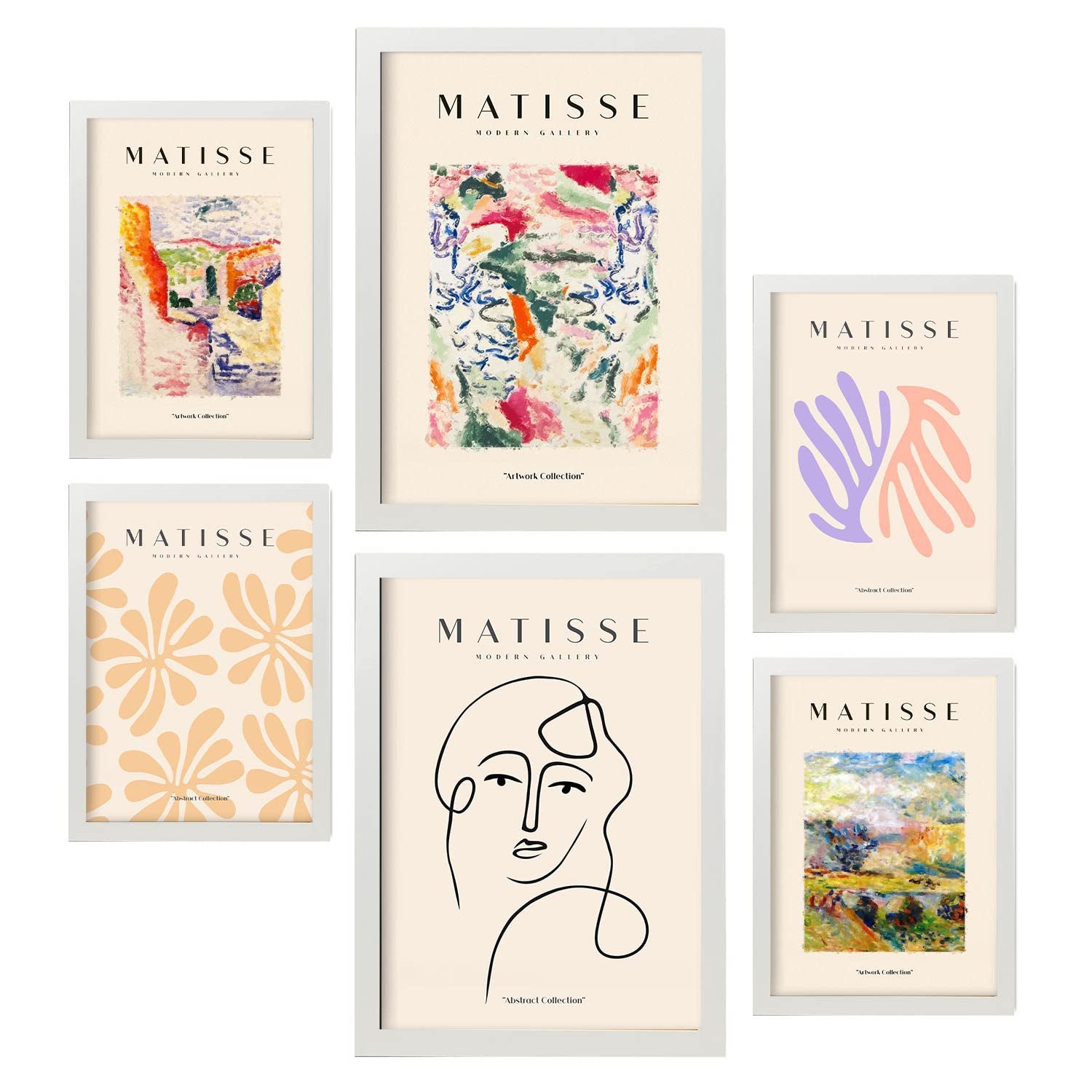 Nacnic set de 6 posters de henri matisse escena láminas de fauvismo y arte abstracto para el diseño y tamaños a3 & a4 marcos blancos