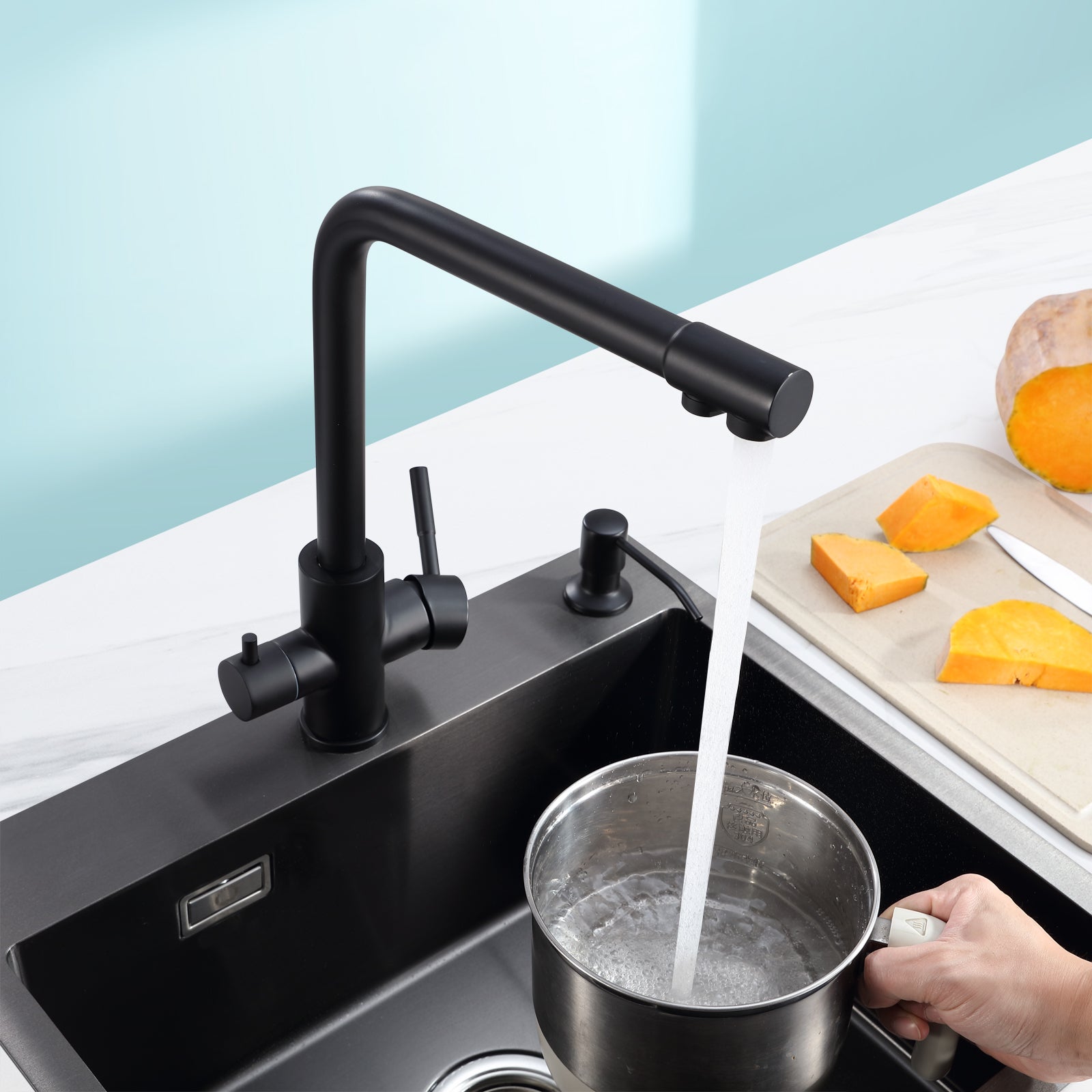 Grifo de Cocina en para Sistema de Ósmosis Negro, Grifo