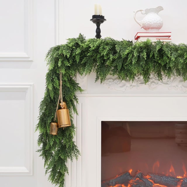 Ghirlanda natalizia da 1,8 m - Verde invernale artificiale - Decorazione per camino, interno/esterno, porta d'ingresso