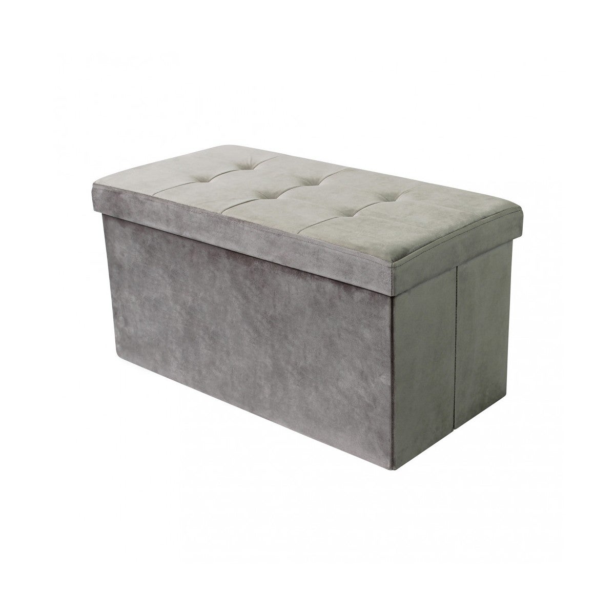 Pouf Contenitore Poggiapiedi per Soggiorno Tortora Rettangolare