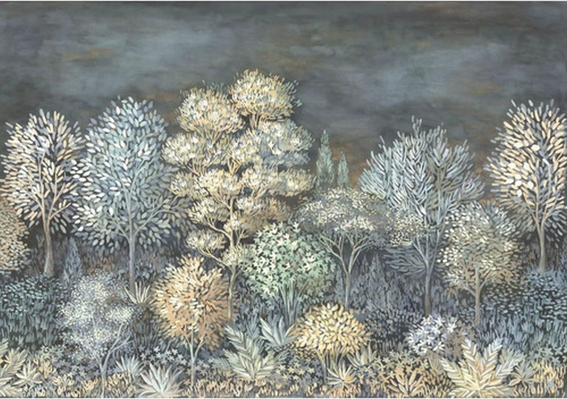 Fotomural paisaje boscoso azul agrisado - 400 cm x 2.7 m - erismann