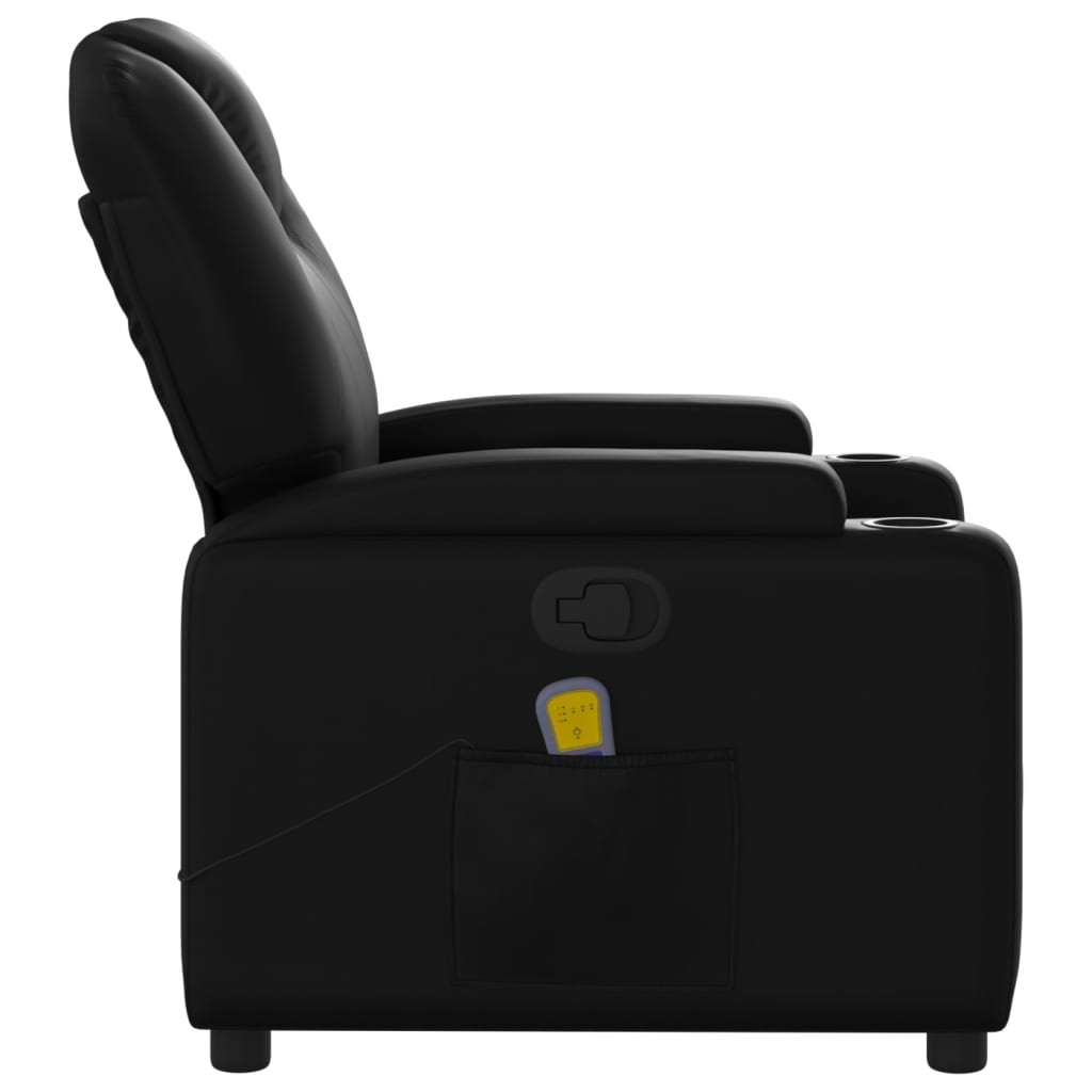 Fauteuil de Salon，Chaise，Fauteuil de massage inclinable noir similicuir - 8