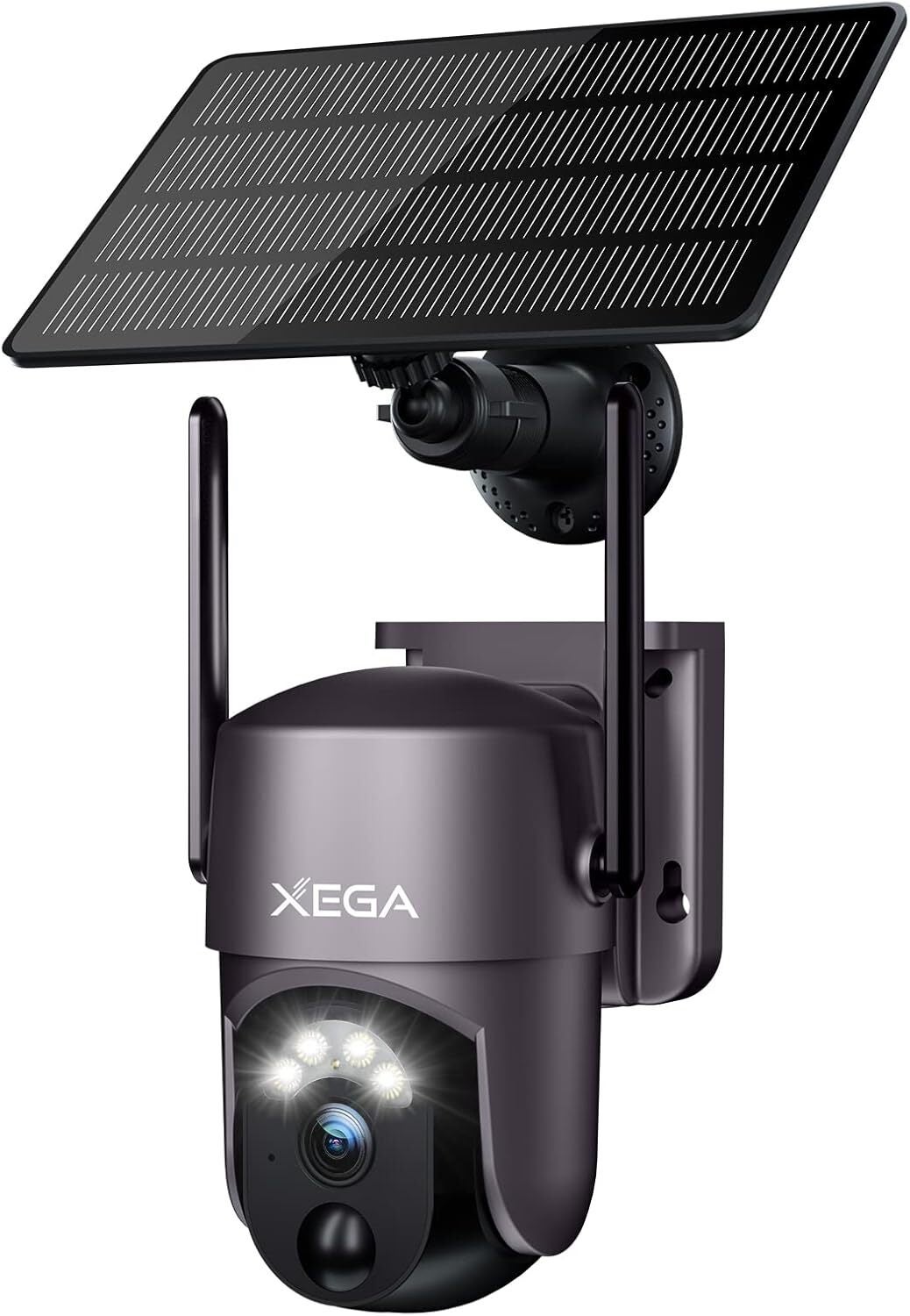 Xega Bezprzewodowa Słoneczna Kamera Bezpieczeństwa, Kamera Monitoringu PTZ 2K WiFi, Kolorowy Tryb Nocny, Detekcja PIR Człowieka, Dwukierunkowe Audio
