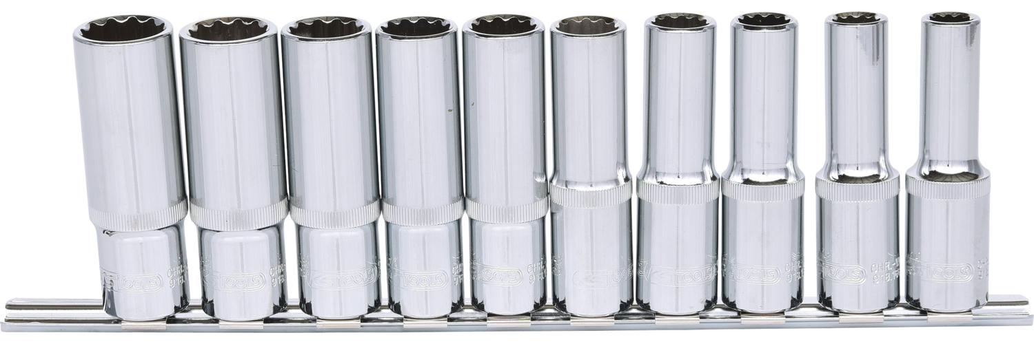 KS Tools 918.0610 Jeu De Douilles 6 Pans 1/4'' CHROMEplus 10 Pièces - Qualité Pro Chrome Vanadium