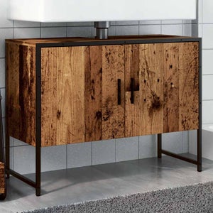 Ensemble Meuble Salle De Bain MONTREAL - Lavabo Inclus, Couleur Blanc/Gris Brillant, Dimensions Complètes