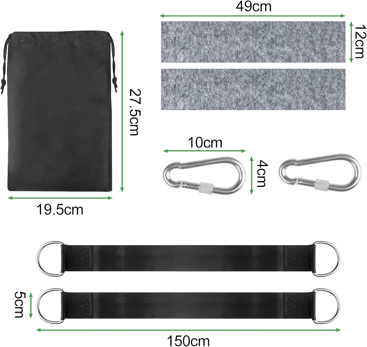 Sangles de hamac avec sac de rangement, 2 mousquetons et protection d'arbre, sangles de hamac pour balançoire de jardin ou siège suspendu - 2