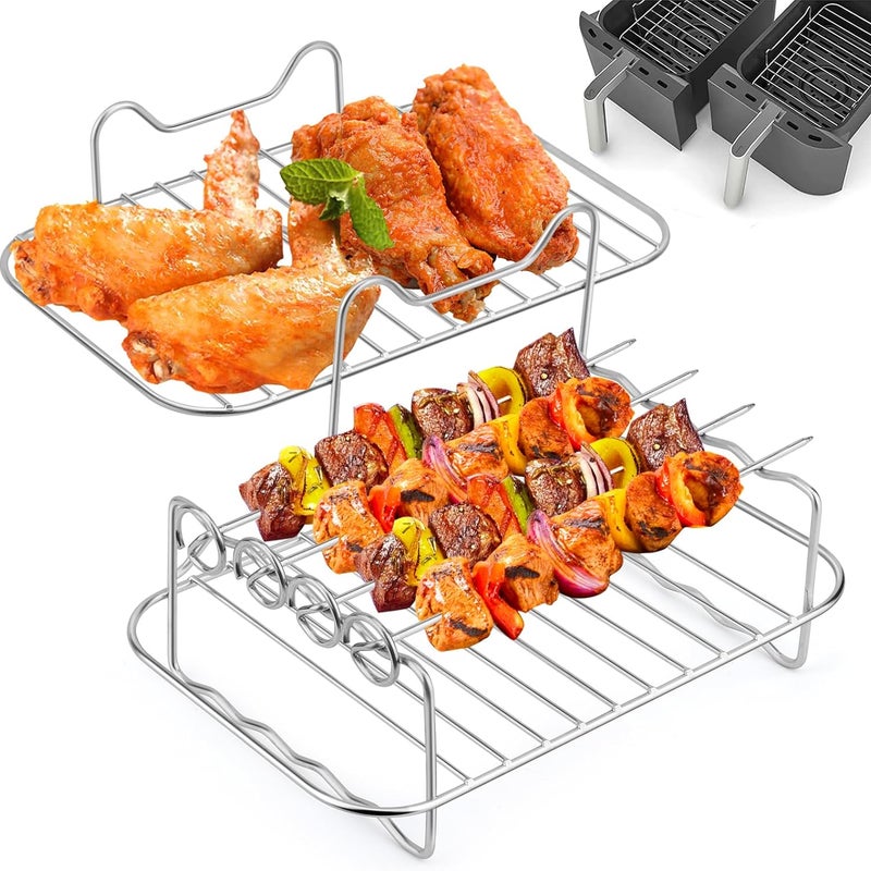 Akcesoria do frytkownicy ze stali nierdzewnej 304, podwójny stojak i szpikulec, kompatybilne z Ninja Foodi AF300EU