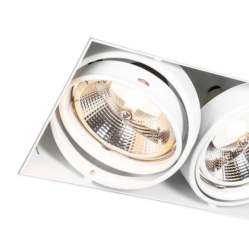 Set di 6 faretti da incasso bianchi GU10 AR111 senza bordi 2 luci - Oneon - 7