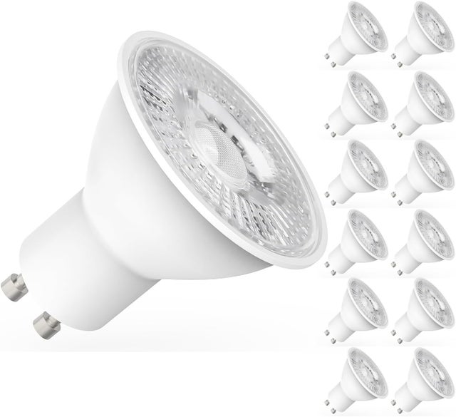 Żarówki LED GU10 5 W, odpowiednik 50 W, 450 lm, neutralna biel 4000 K, oświetlenie energooszczędne, opakowanie 12 szt. [klasa energetyczna F]