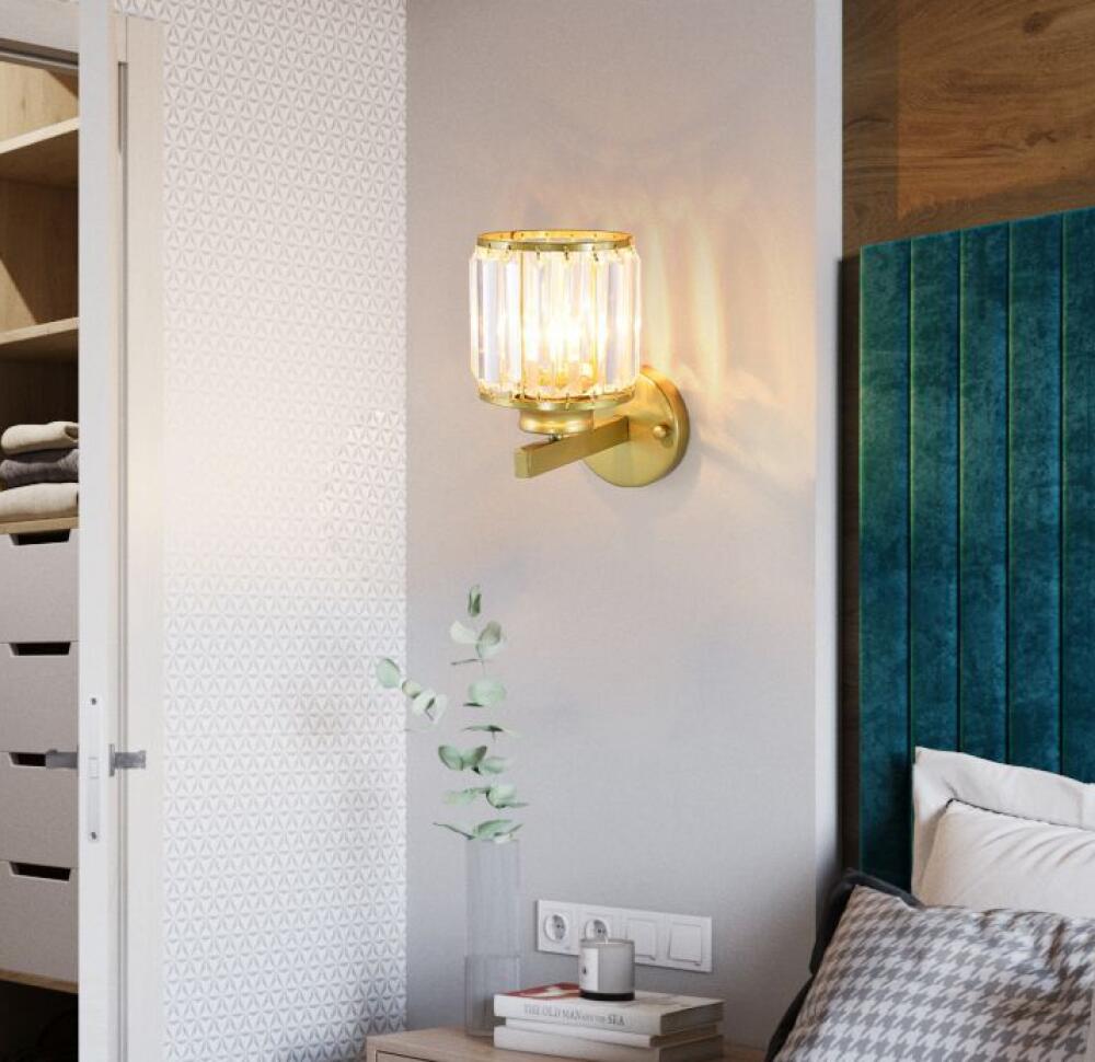 Mode Simple Chambre LED Lampe de Chevet Abat-Jour en Verre Cristal Applique Murale avec Matériel Ventouse Allée Couloir Balcon Éclairage, E27 - 4