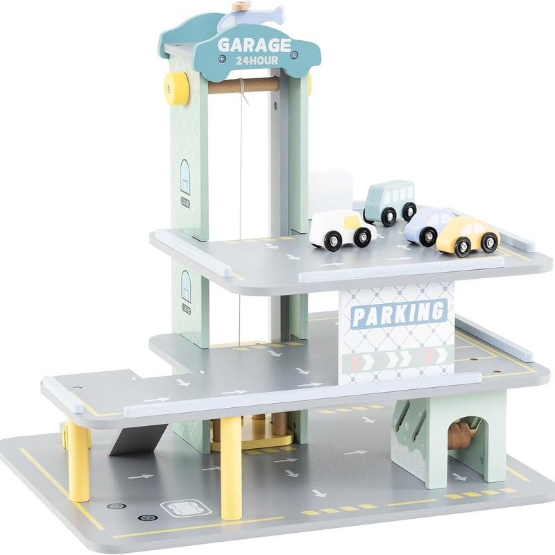 Zestaw Garażowy z 3 Poziomami, Parking z Działającą Winda, Lądowiskiem dla Helikopterów, Stacją Ładowania i Stacją Benzynową, dla Dzieci Powyżej 3 Lat