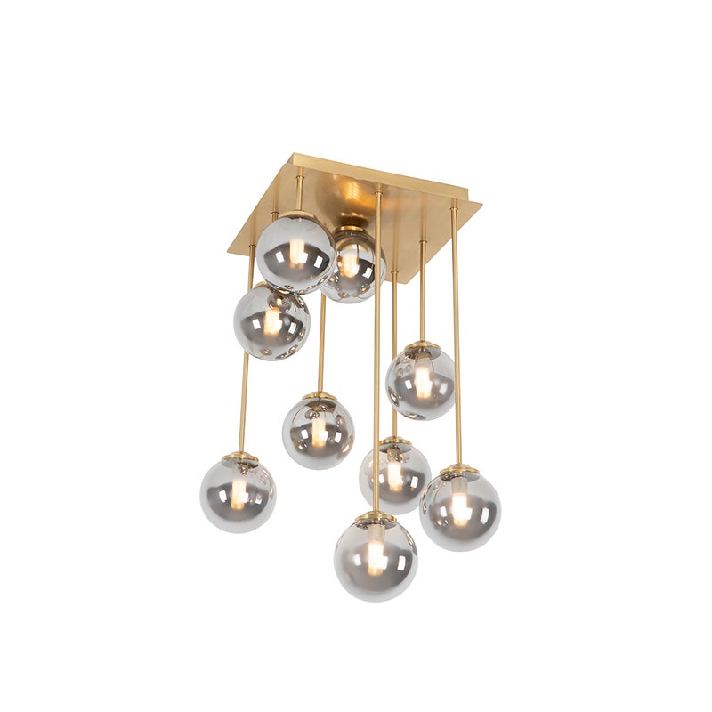 Qazqa nowoczesny plafon inteligentny - Athens - gold, kwadratowy, żarówkami LED 2.5 w zestawie, g9, 2700k - 6500k, ściemnialny