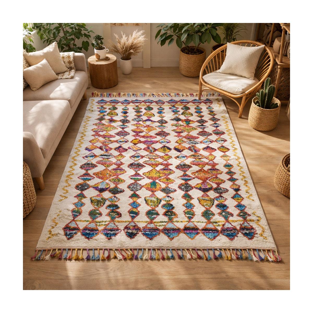 Tapis berbère 160x230 tissé motifs tribaux LYN5 OURIKA A multicolore - 2