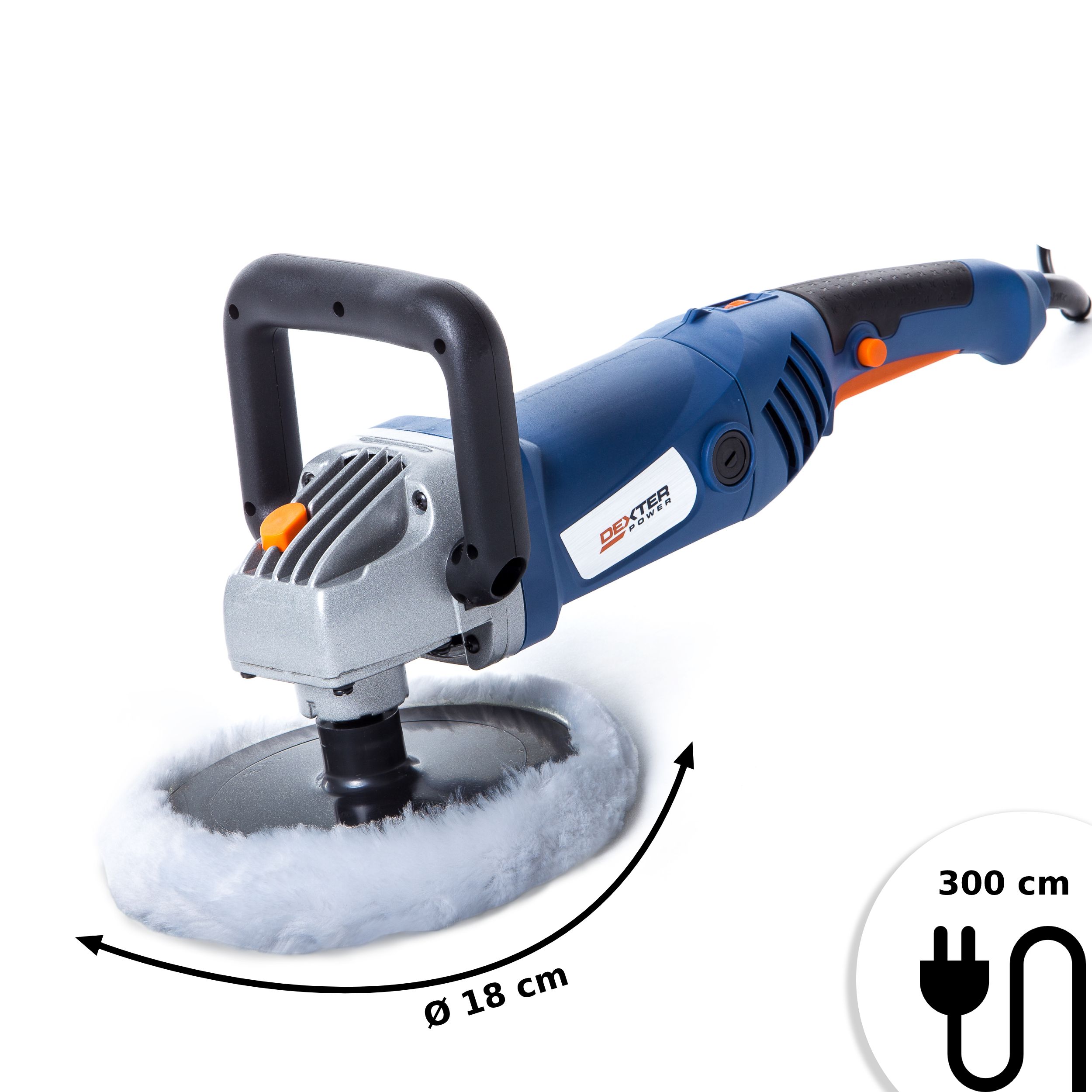 DEXTER - Polisseuse d'angle filaire - Ø 180 mm - 1250 W - Poignée antivibrations - 600 à 3300 tours / min - 230 V - Machine à polir et lisser - - 3