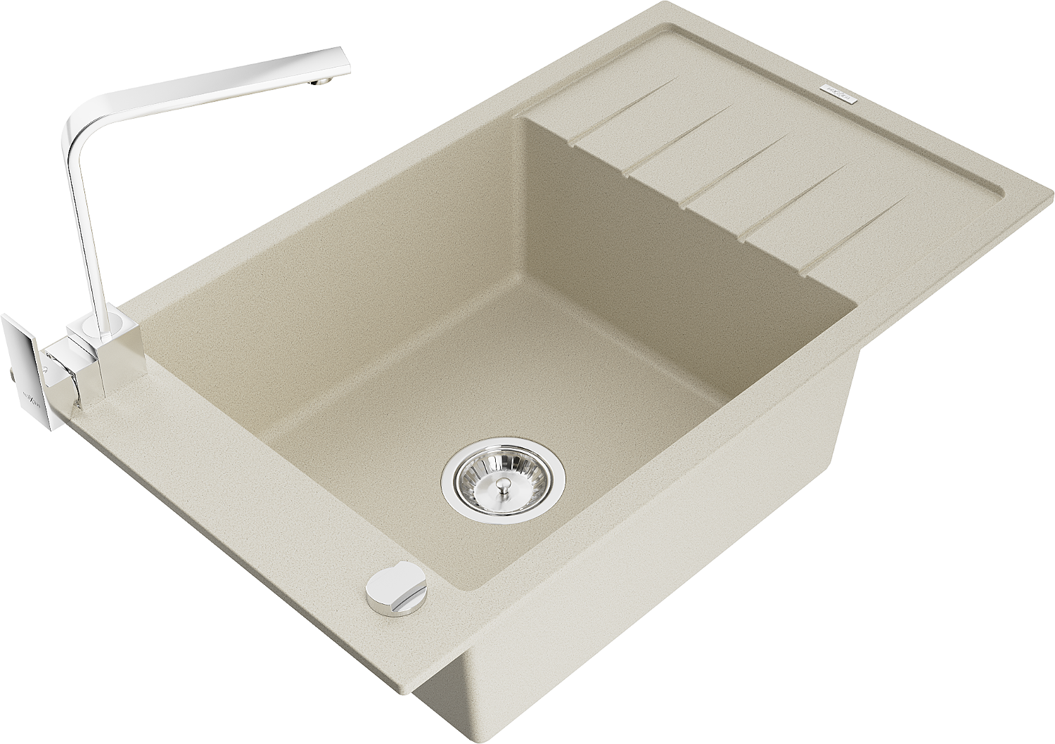 Fregadero Granito Beige 56x47cm, Fregadero Cocina 1 Seno + Sifón