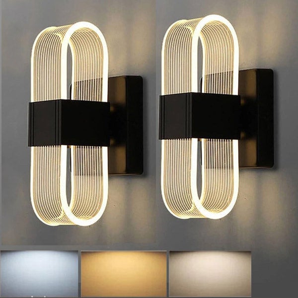 Lot de 2 Spot Mural Orientable Applique Murale LED avec 3 Températures de Couleur Pivotant Plafonnier LED Spots de Plafond en Métal d'intérieur Lampe Murale Noir Moderne pour Chambre Salon