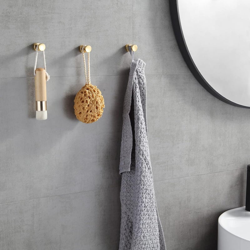 Zestaw 5 mosiężnych haczyków ściennych do łazienki, kuchni, drzwi szafy