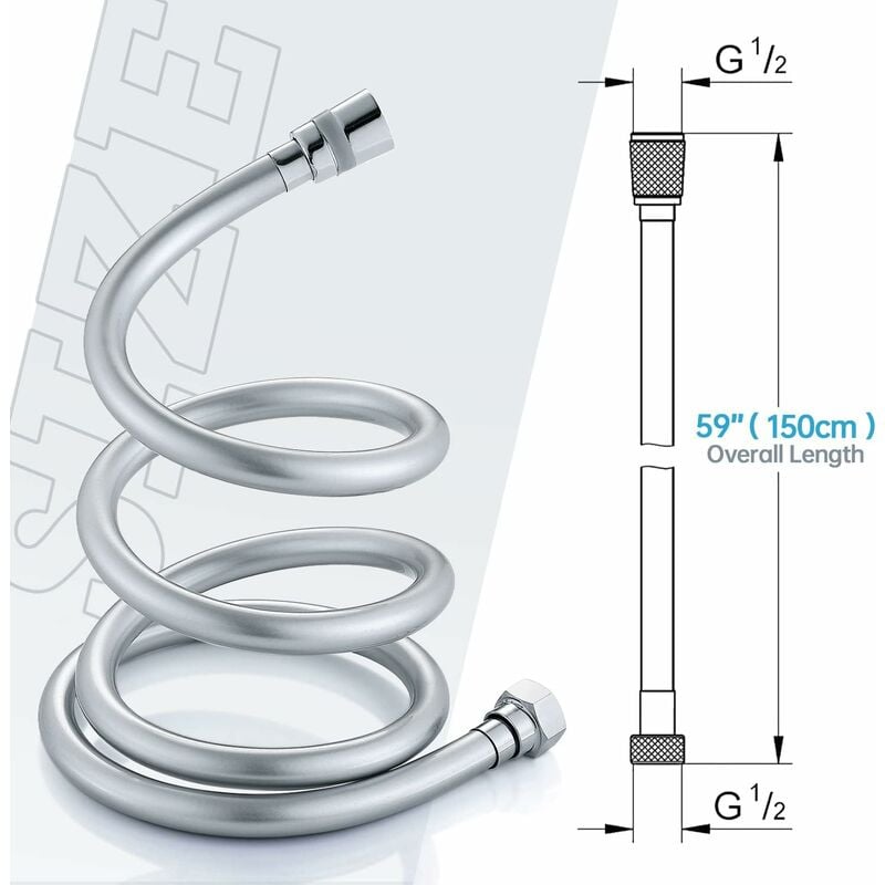 Tubo Doccia Da Cucina Estraibile LatoYard, 1,5 M, Con Rotazione 360° E Treccia In Nylon, Filettature G1/2 E M10