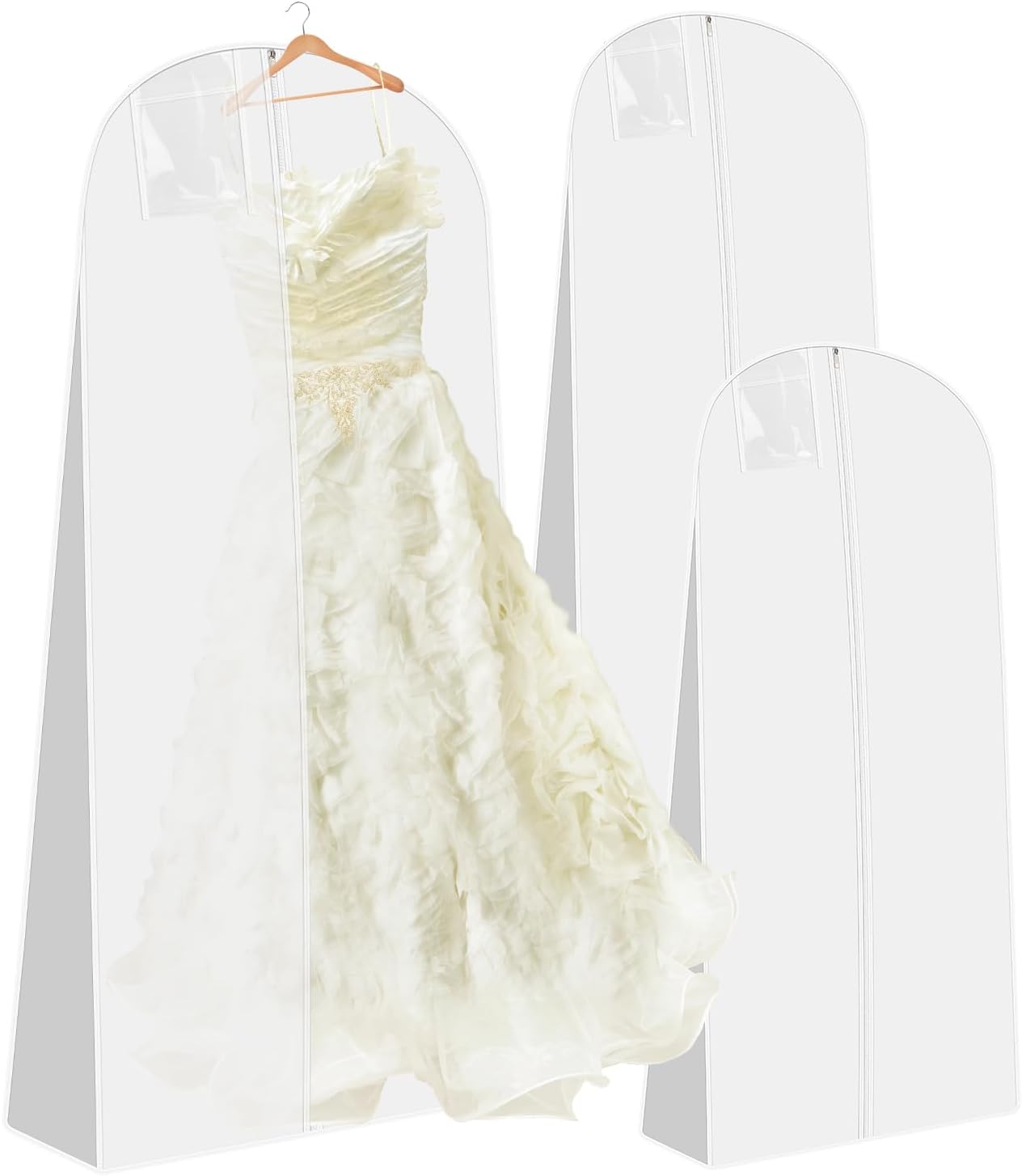 Zestaw 2 oddychających pokrowców na suknię ślubną, pyłoszczelnych pokrowców na stroje taneczne, 180x60x30 cm