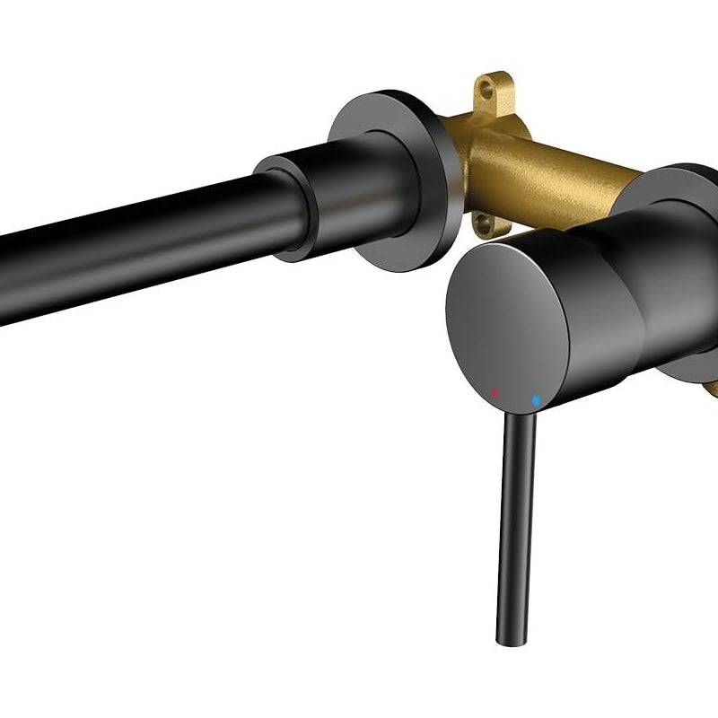 Bateria umywalkowa 360° do zabudowy - Obrotowa bateria umywalkowa do montażu na ścianie - Bateria wannowa z ciepłą i zimną wodą - Czarna