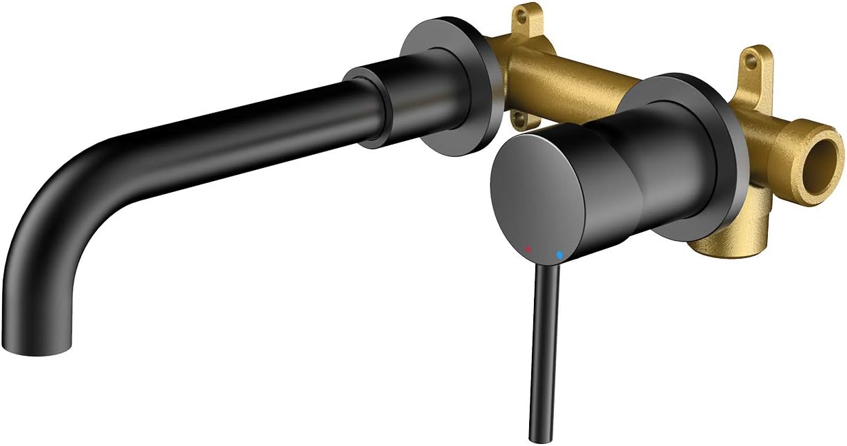 Bateria umywalkowa wpuszczana 360° - Obrotowa bateria ścienna do umywalki łazienkowej - Bateria wannowa z ciepłą i zimną wodą - Czarna