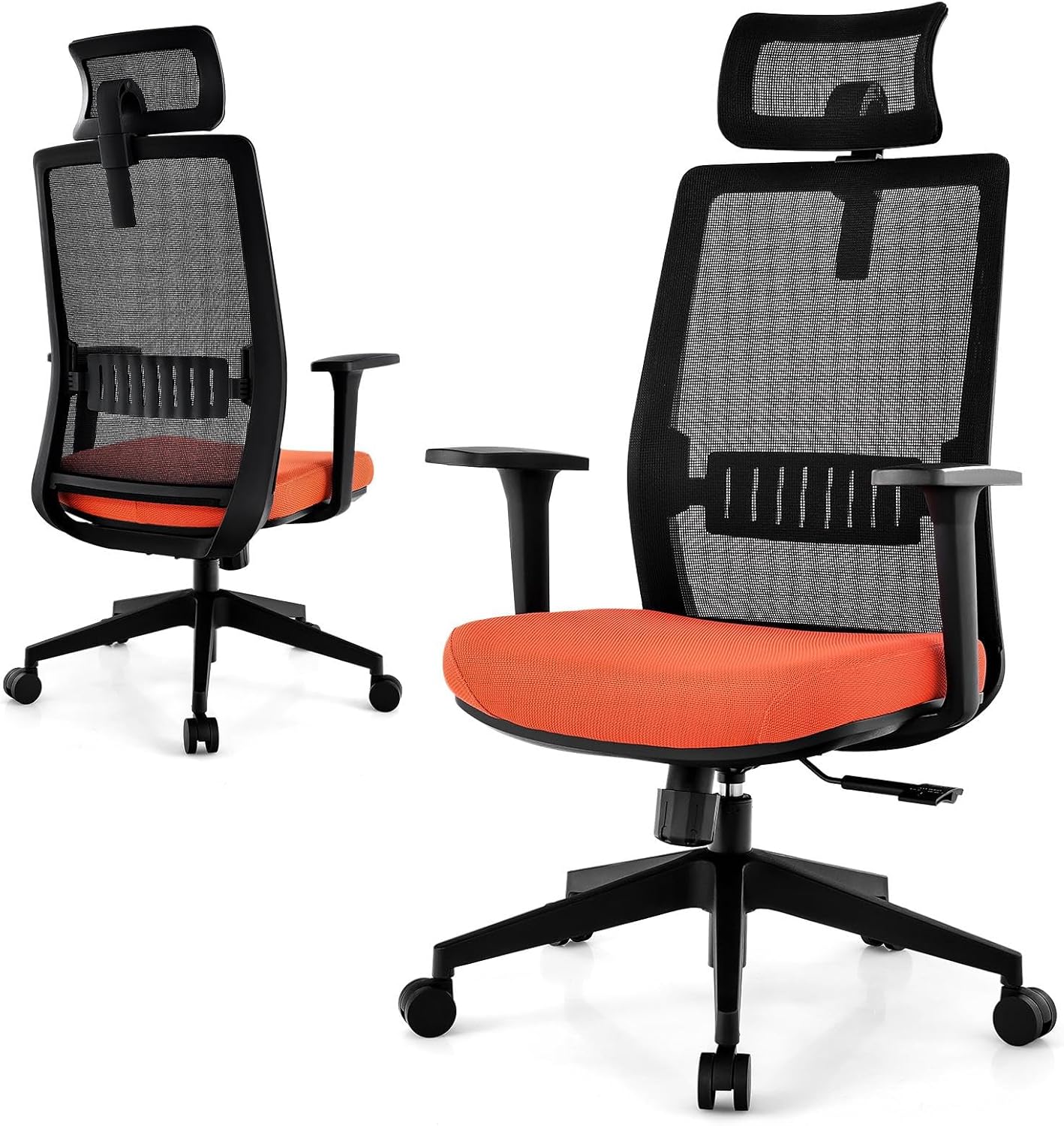Ergonomiczne Krzesło Biurowe z Regulacją Wysokości, Wygodny Obrotowy Fotel Biurowy na Kółkach z Zagłówkiem, Nośność 180 kg